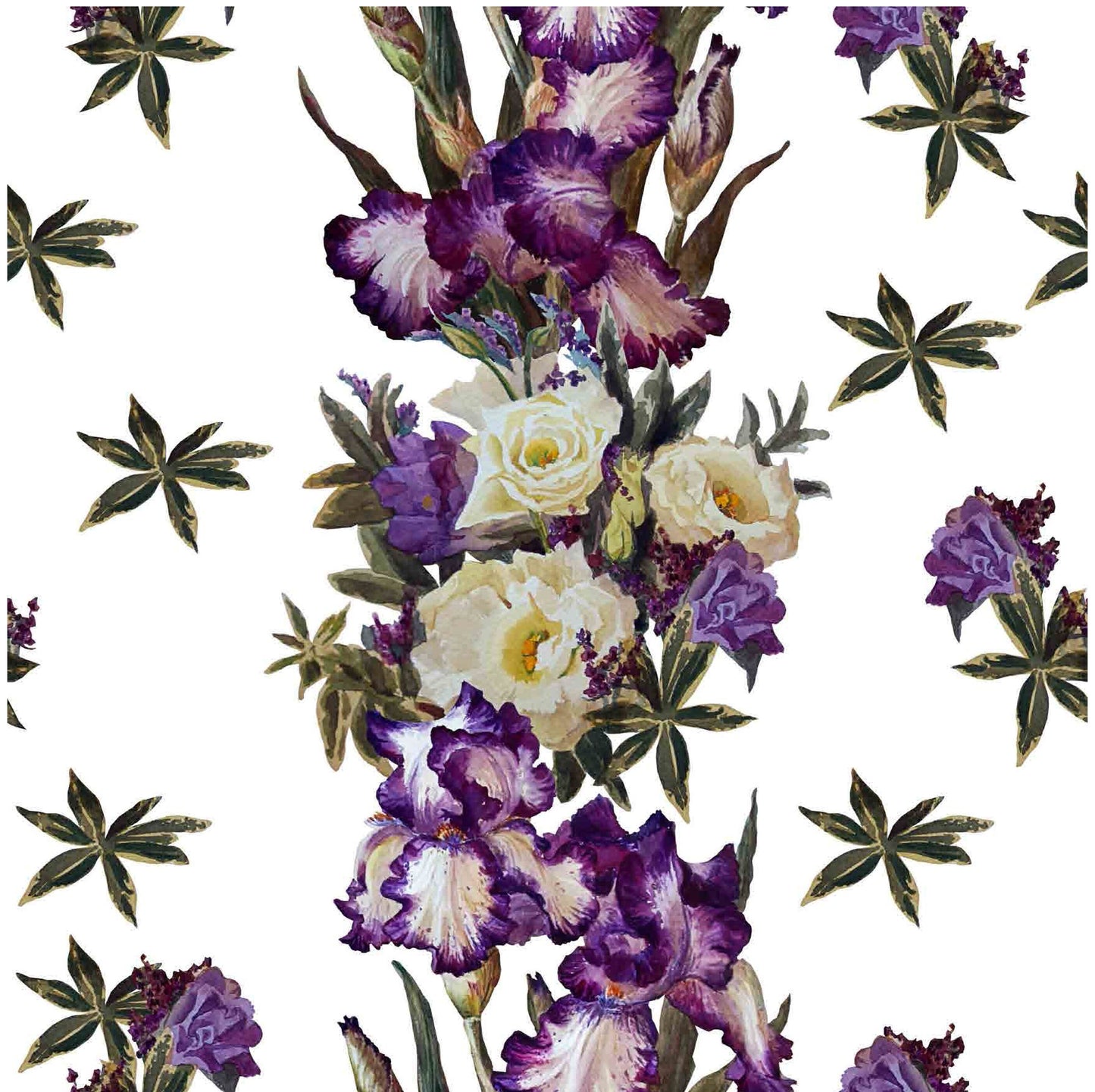 White and Purple Flowers - Large Decoupage Paper for Furniture - Floral Craft Paper - Wrapping Paper - Tissue Paper - Printed Packing Paper