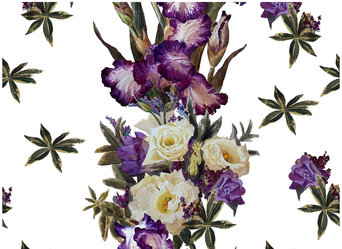 White and Purple Flowers - Large Decoupage Paper for Furniture - Floral Craft Paper - Wrapping Paper - Tissue Paper - Printed Packing Paper