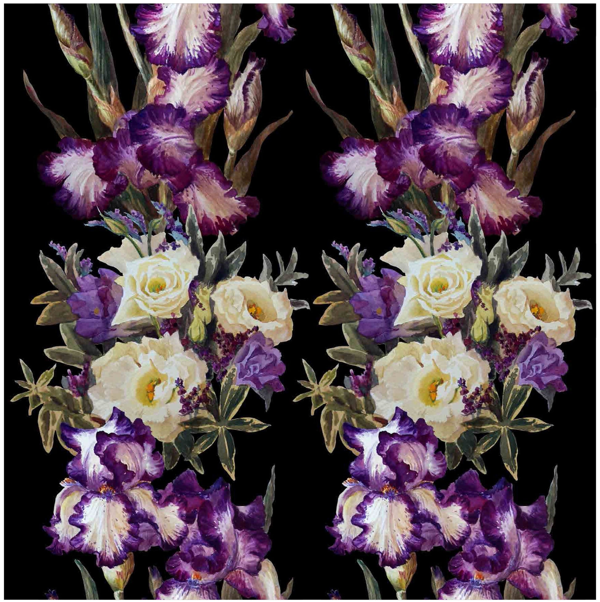 White and Purple Flowers - Large Decoupage Paper for Furniture - Floral Craft Paper - Wrapping Paper - Tissue Paper - Printed Packing Paper