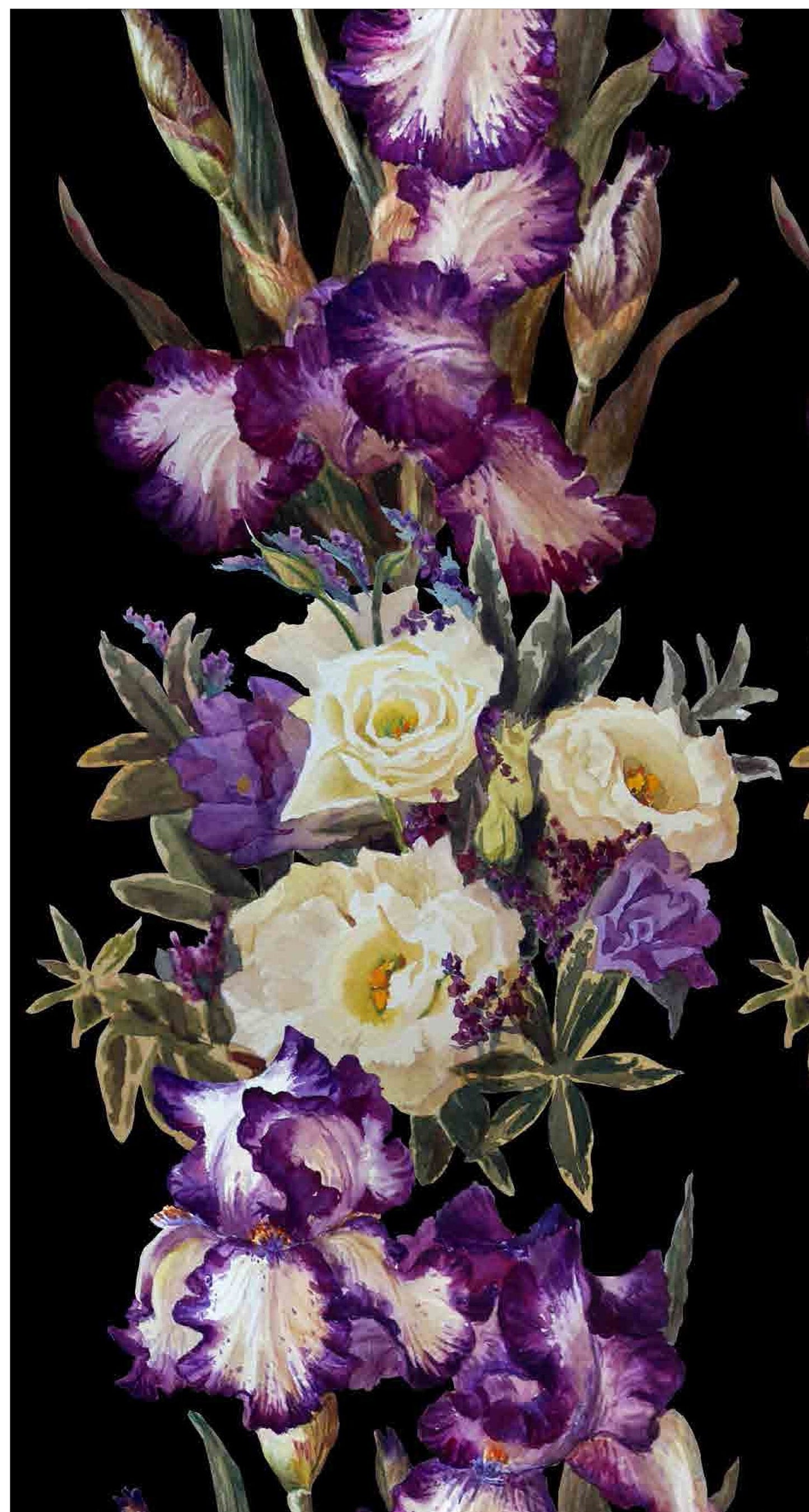 White and Purple Flowers - Large Decoupage Paper for Furniture - Floral Craft Paper - Wrapping Paper - Tissue Paper - Printed Packing Paper