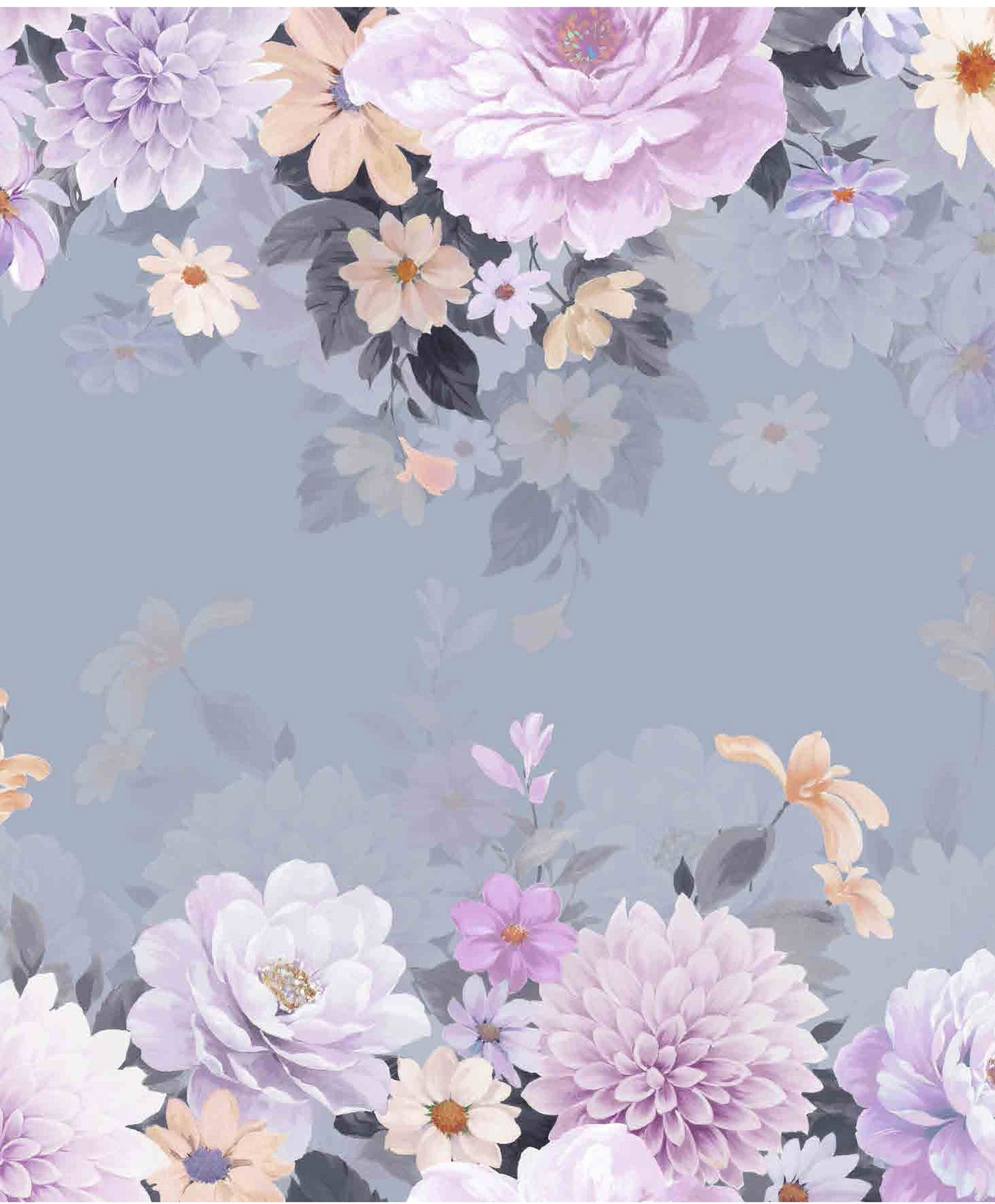 White and Purple Flowers - Large Decoupage Paper for Furniture - Floral Craft Paper - Wrapping Paper - Tissue Paper - Printed Packing Paper