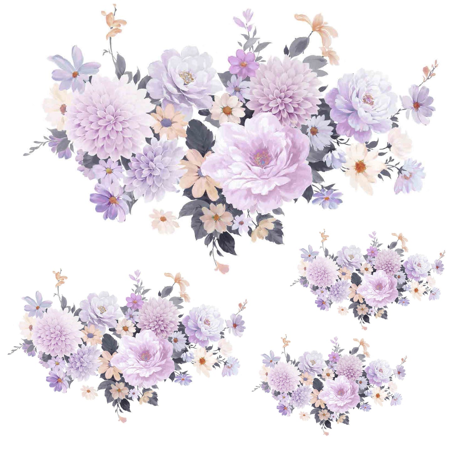 White and Purple Flowers - Large Decoupage Paper for Furniture - Floral Craft Paper - Wrapping Paper - Tissue Paper - Printed Packing Paper