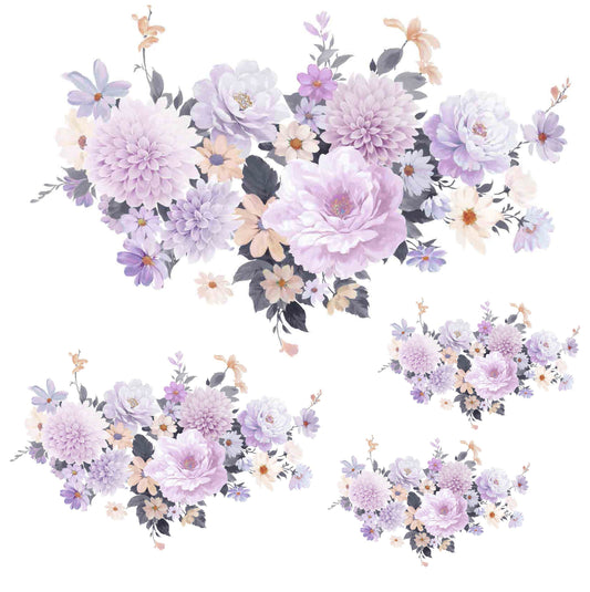 White and Purple Flowers - Large Decoupage Paper for Furniture - Floral Craft Paper - Wrapping Paper - Tissue Paper - Printed Packing Paper