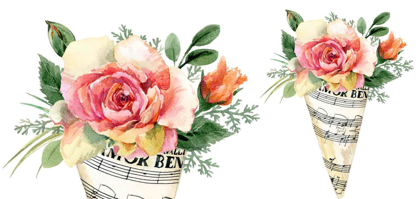 Bouquet of Roses - Large Decoupage Paper for Furniture - Floral Craft Paper - Wrapping Paper - Tissue Paper - Printed Packing Paper