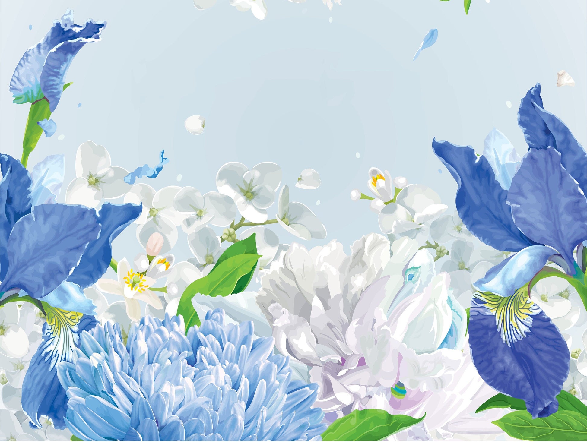 Blue Flowers - Decoupage Paper for Furniture - Floral Craft Paper - Tissue Paper - Rice Paper Decoupage