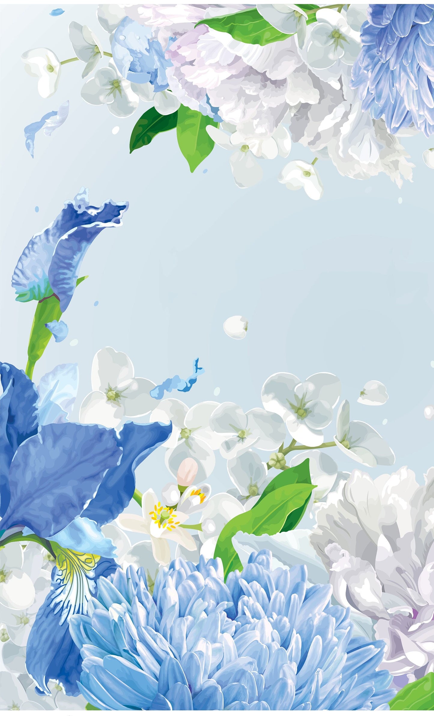 Blue Flowers - Decoupage Paper for Furniture - Floral Craft Paper - Tissue Paper - Rice Paper Decoupage