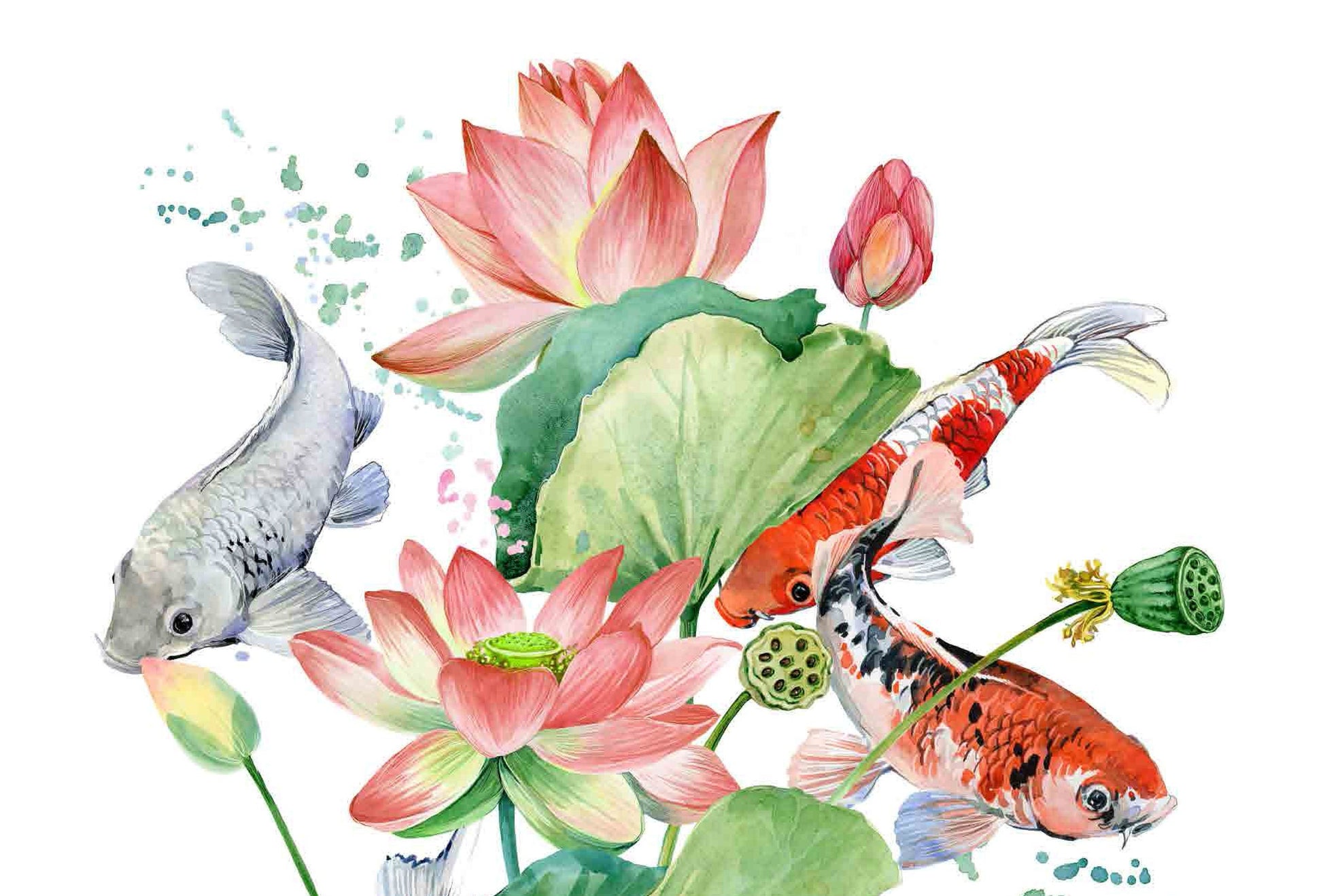 Fishes and Plants - Decoupage Paper for Furniture - Floral Craft Paper - Tissue Paper - Rice Paper Decoupage - Decoupage Paper Vintage
