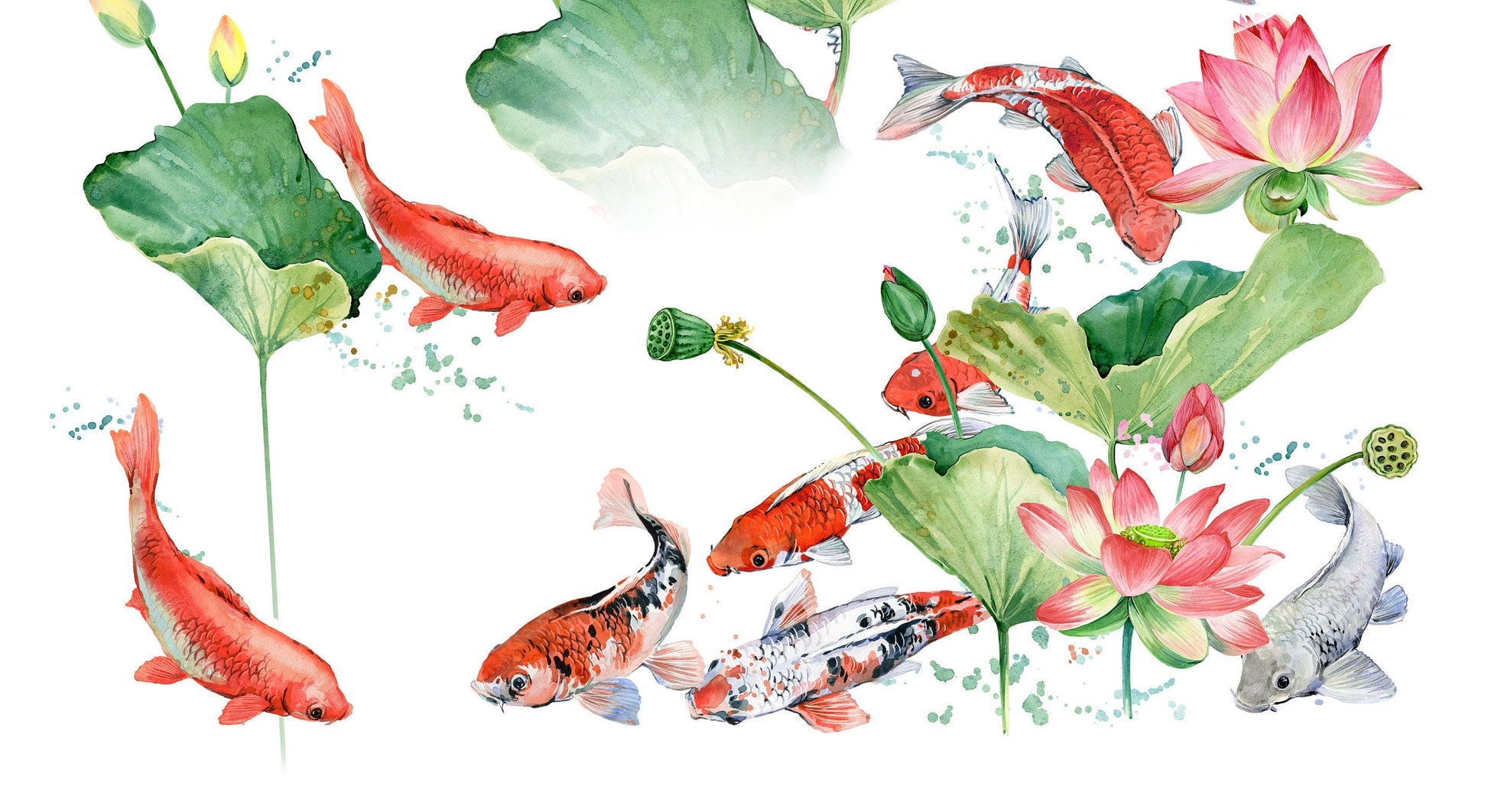 Fish and Plants - Decoupage Paper for Furniture - Floral Craft Paper - Tissue Paper - Rice Paper Decoupage - Decoupage Paper Vintage