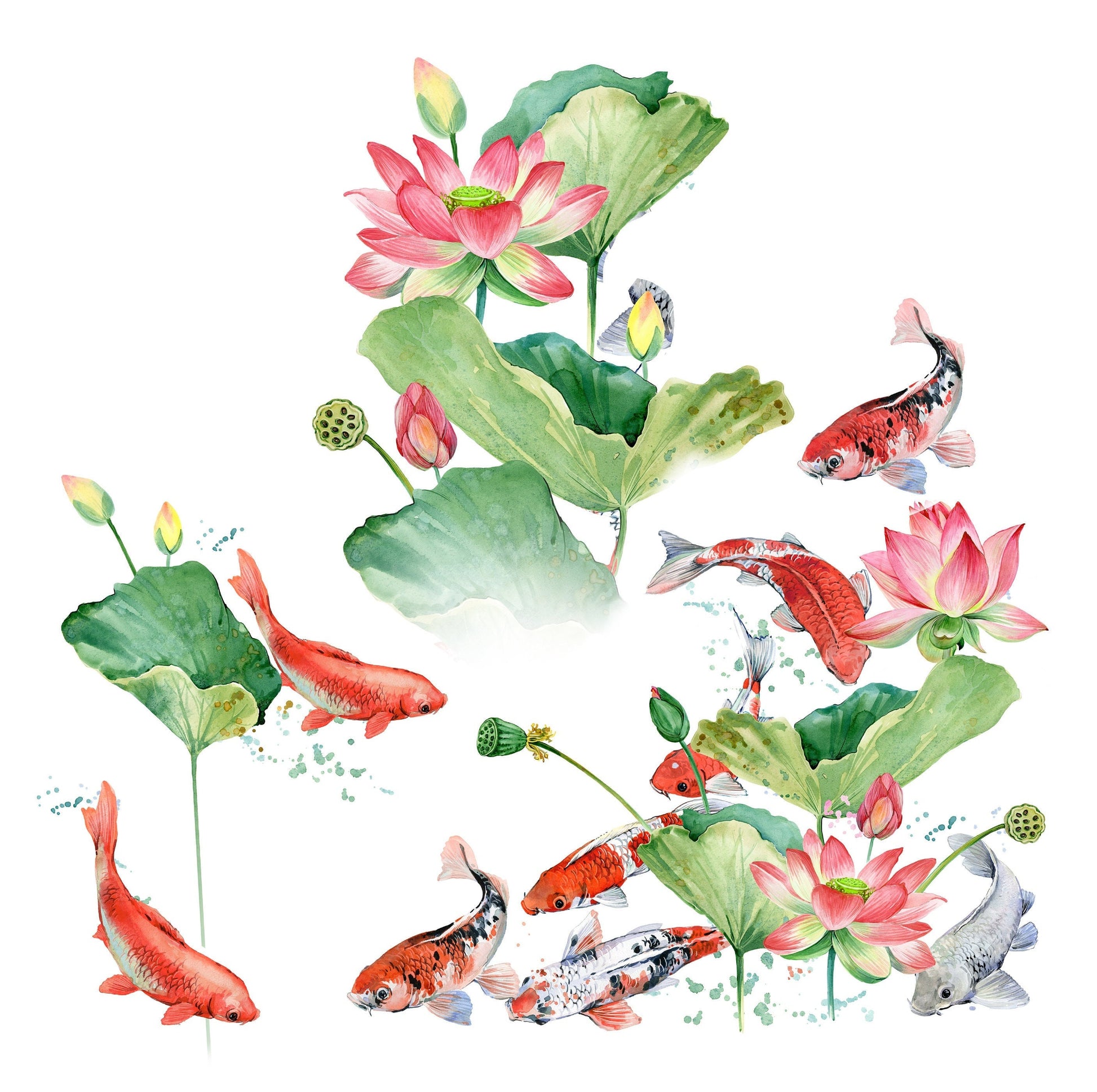 Fish and Plants - Decoupage Paper for Furniture - Floral Craft Paper - Tissue Paper - Rice Paper Decoupage - Decoupage Paper Vintage