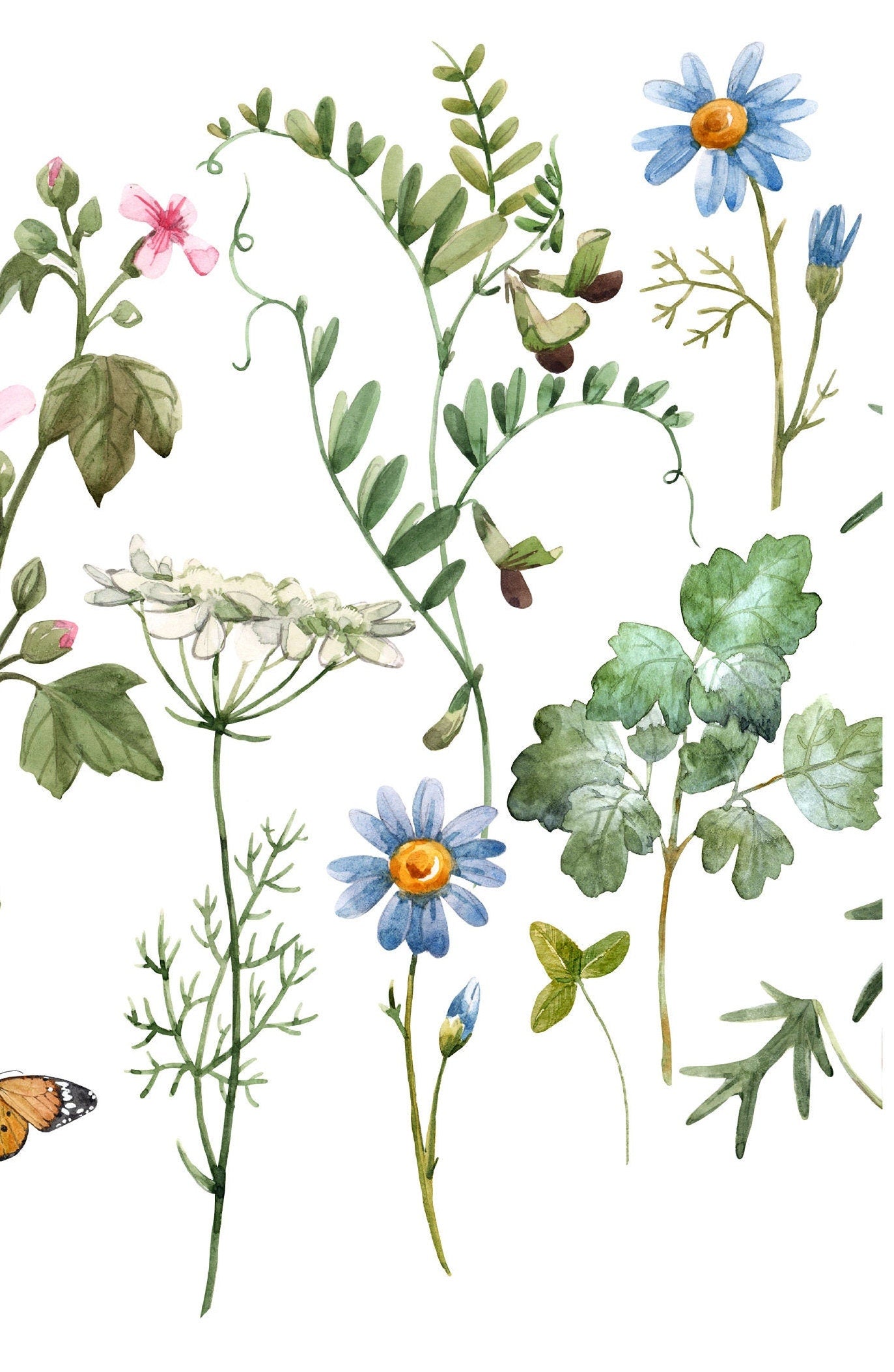 Bird - Spring Flowers - Decoupage Paper for Furniture - Floral Craft Paper - Tissue Paper - Rice Paper Decoupage - Decoupage Paper Minimal