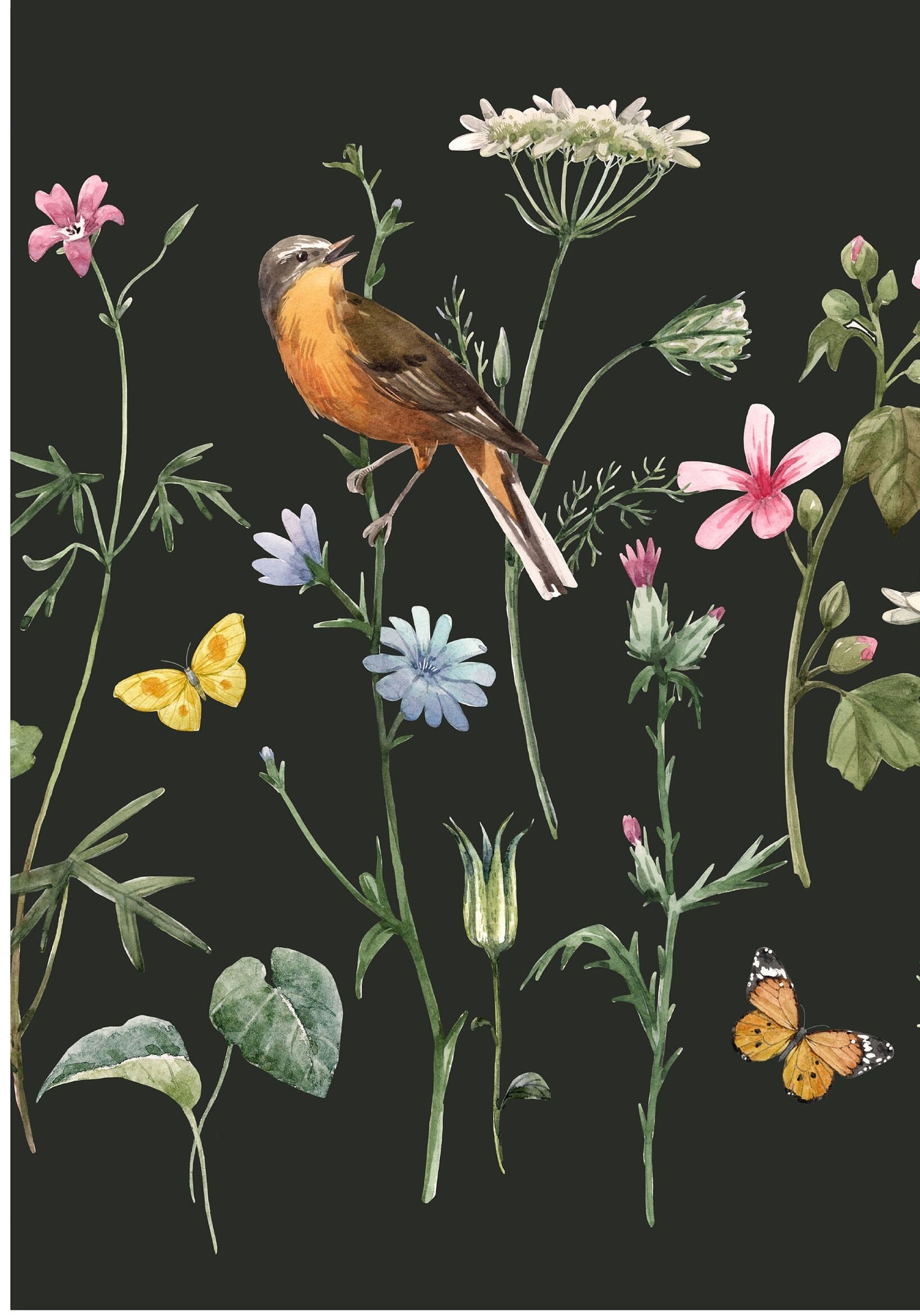 Floral and Bird - Decoupage Paper for Furniture - Floral Craft Paper - Tissue Paper - Rice Paper Decoupage - Decoupage Paper Minimal