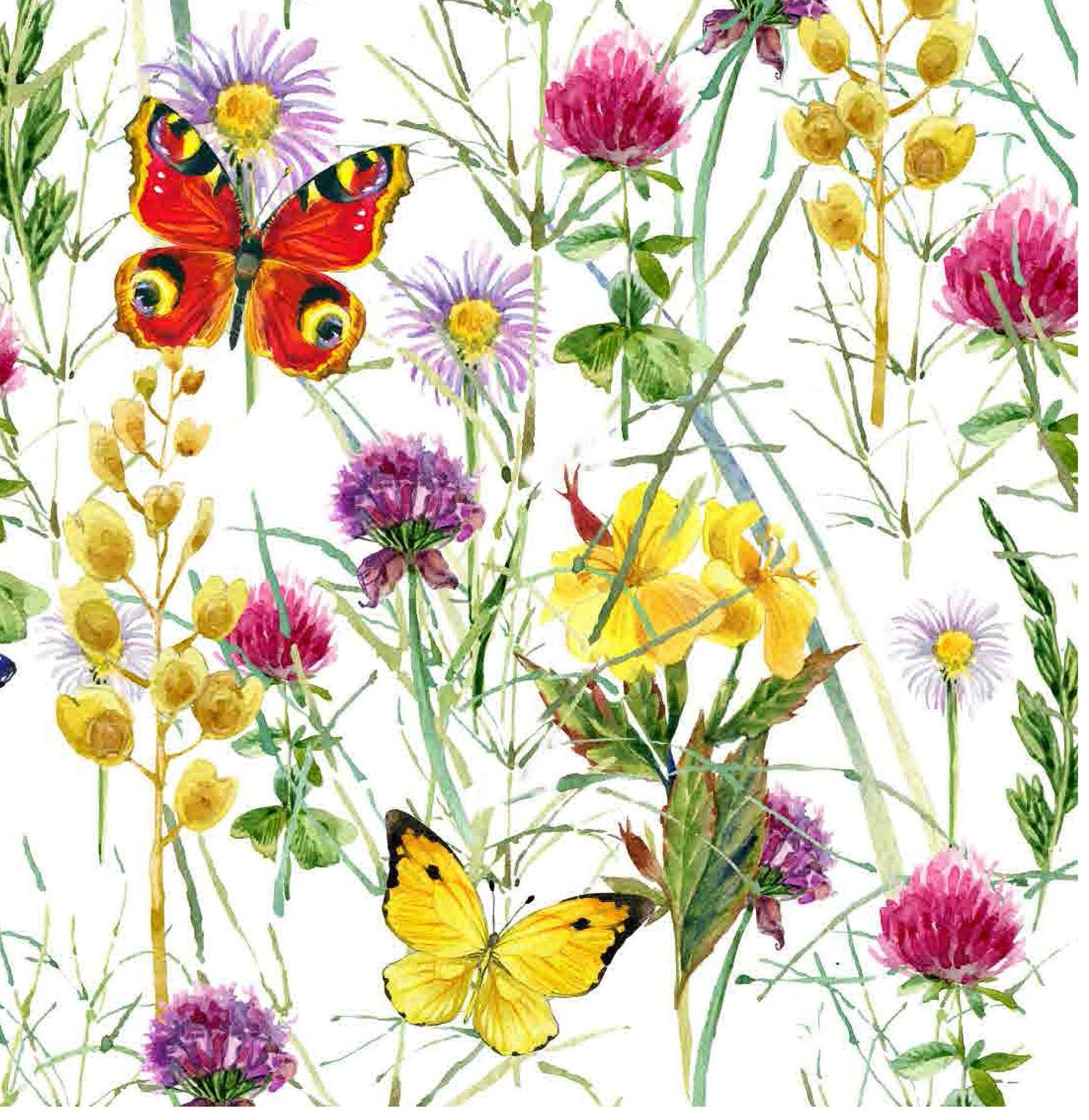 Floral Butterfly Decoupage Paper for Furniture - Floral Craft Paper - Tissue Paper - Rice Paper Decoupage - Decoupage Paper Minimal