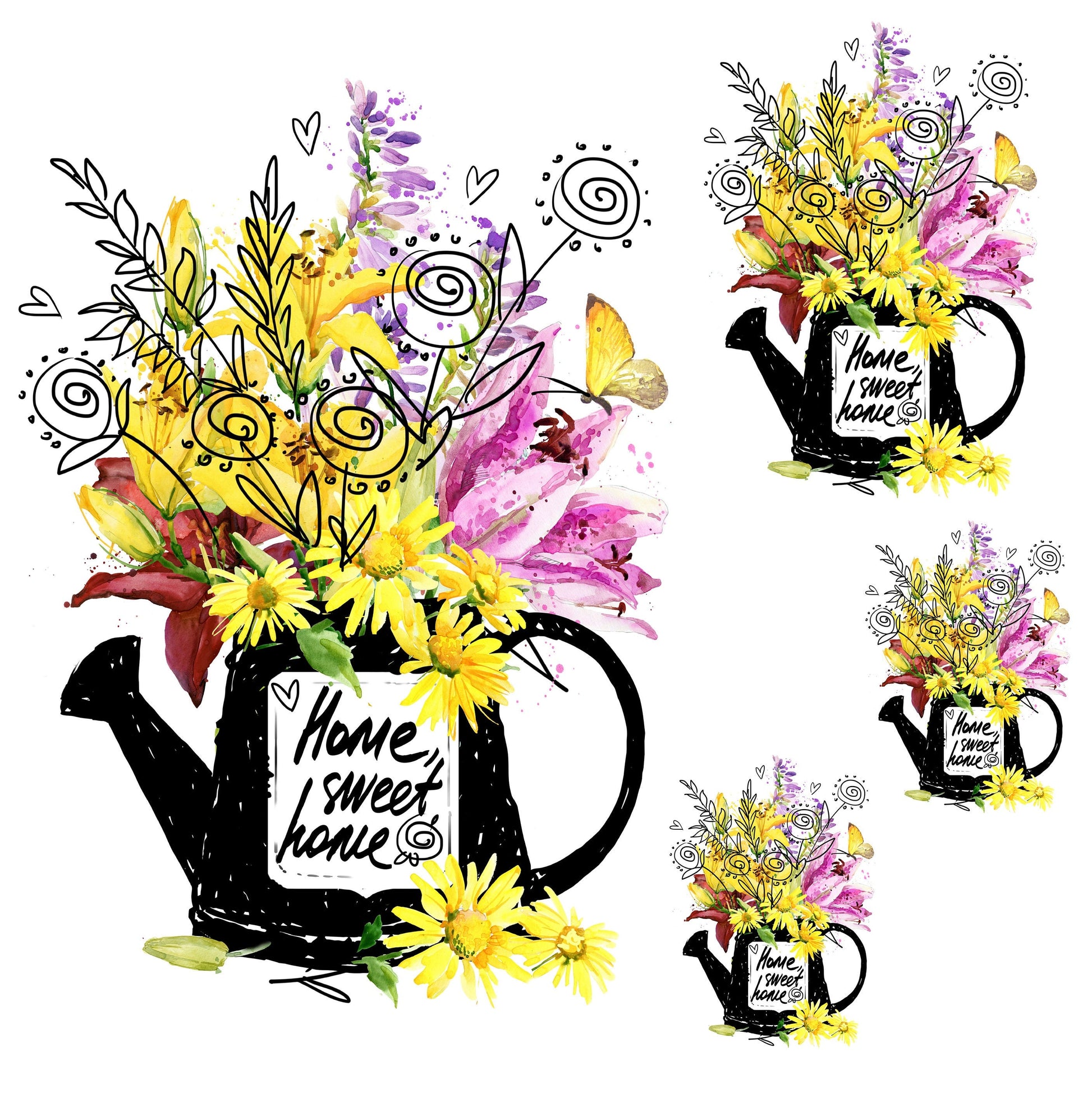 Yellow Flowers in Pots - Decoupage Paper for Furniture - Floral Craft Paper - Tissue Paper - Rice Paper Decoupage - Home Sweat Home
