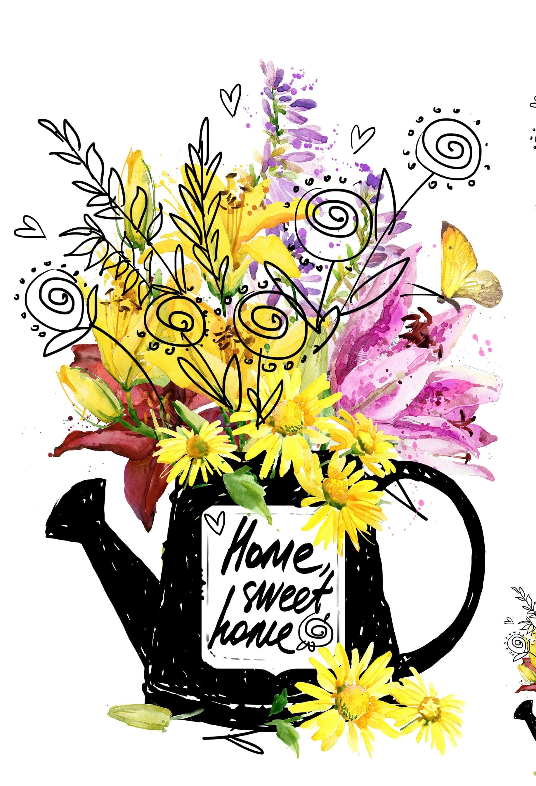 Yellow Flowers in Pots - Decoupage Paper for Furniture - Floral Craft Paper - Tissue Paper - Rice Paper Decoupage - Home Sweat Home