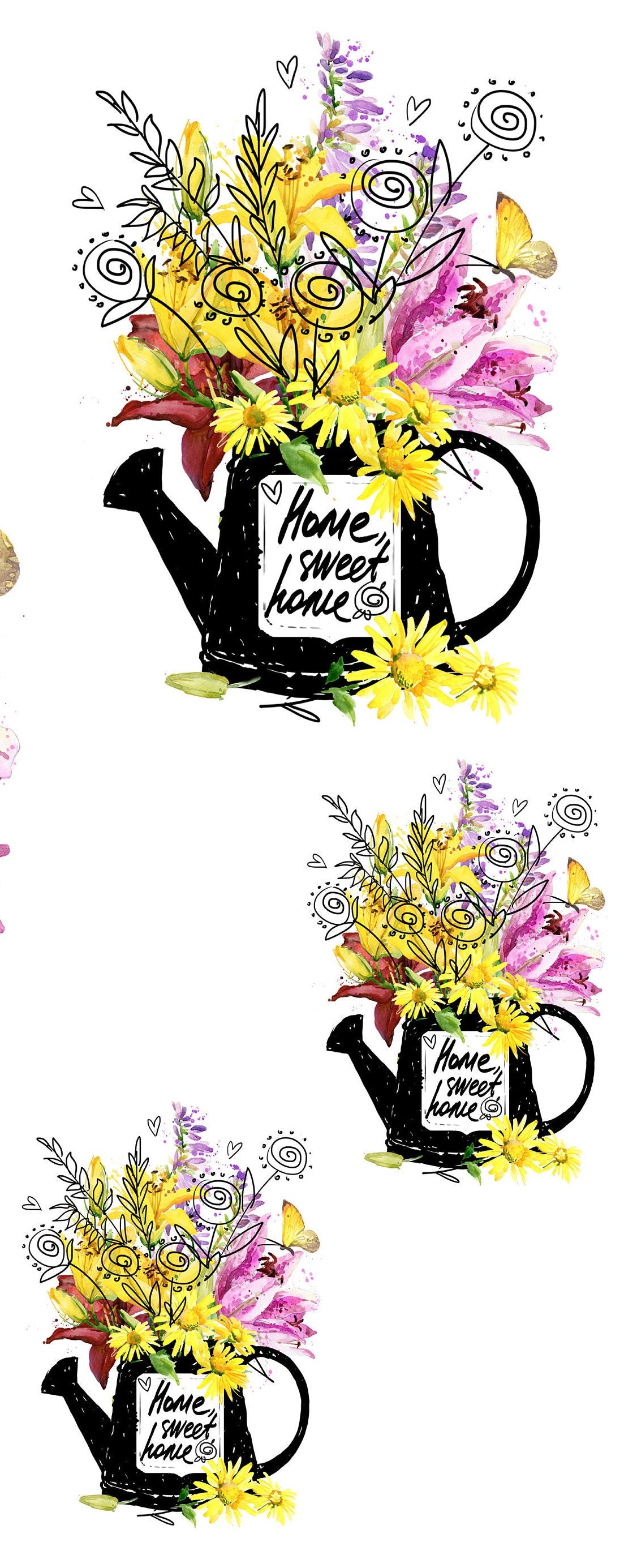 Yellow Flowers in Pots - Decoupage Paper for Furniture - Floral Craft Paper - Tissue Paper - Rice Paper Decoupage - Home Sweat Home