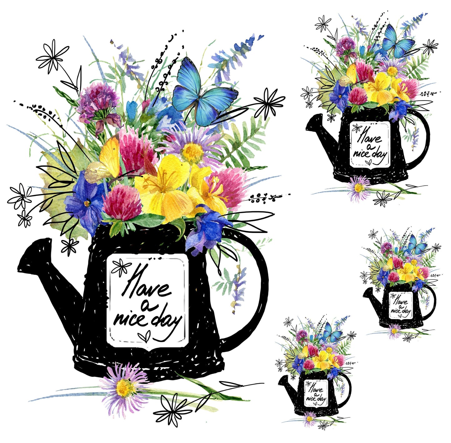 Colorful Flowers in Pots - Decoupage Paper for Furniture - Floral Craft Paper - Tissue Paper - Rice Paper Decoupage - Nice Day