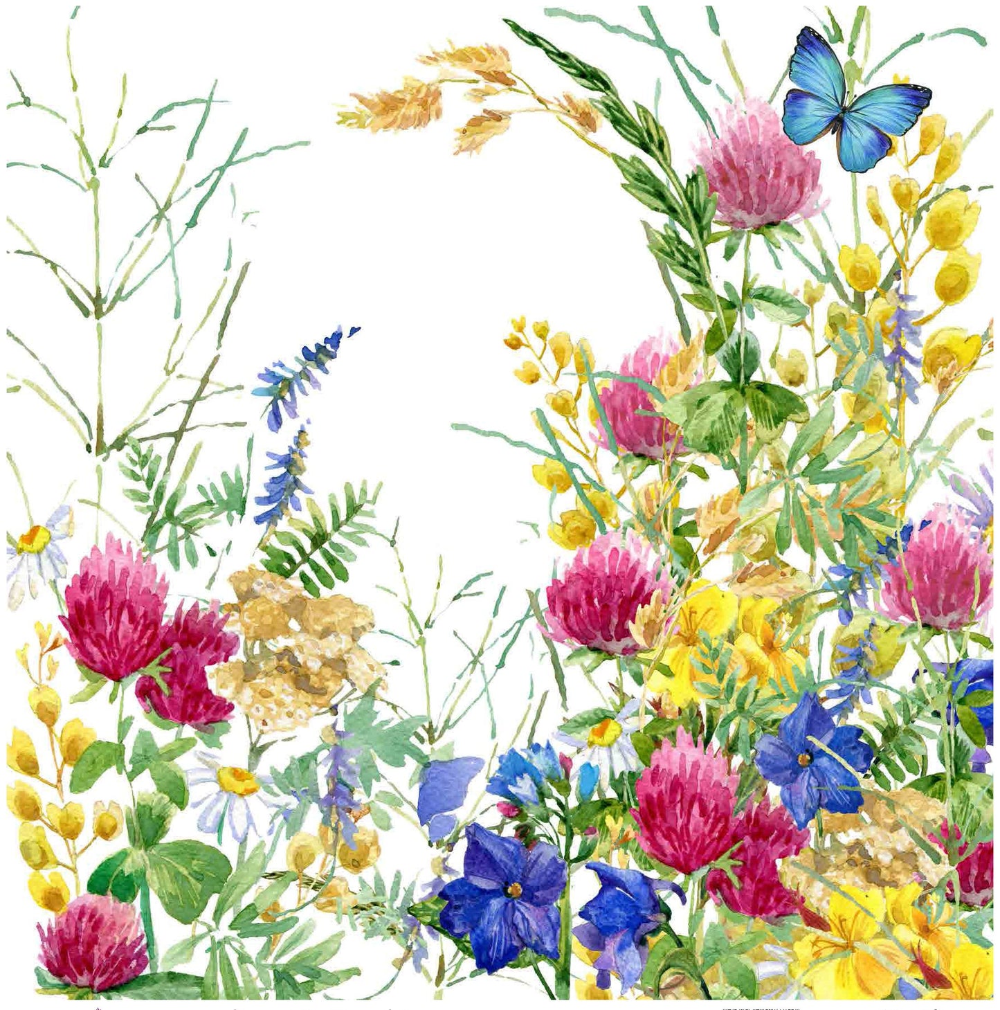 Colorful Flowers Watercolor - Decoupage Paper for Furniture - Floral Craft Paper - Tissue Paper - Rice Paper Decoupage