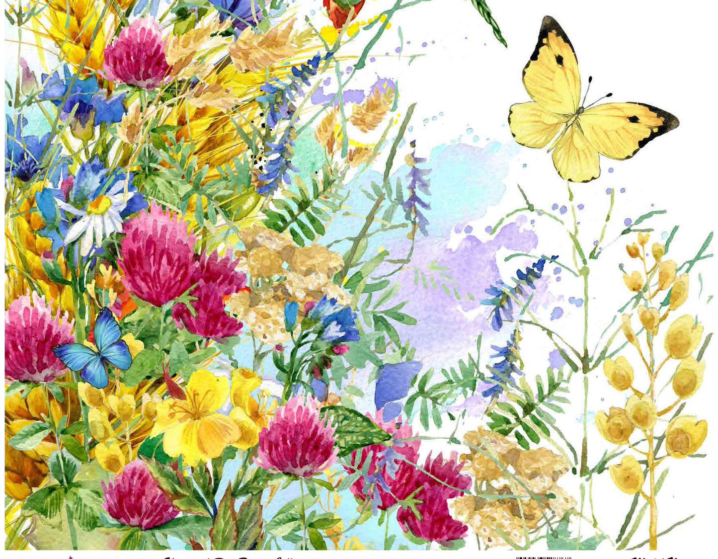 Colorful Flowers Watercolor - Decoupage Paper for Furniture - Floral Craft Paper - Tissue Paper - Rice Paper Decoupage - Butterfly