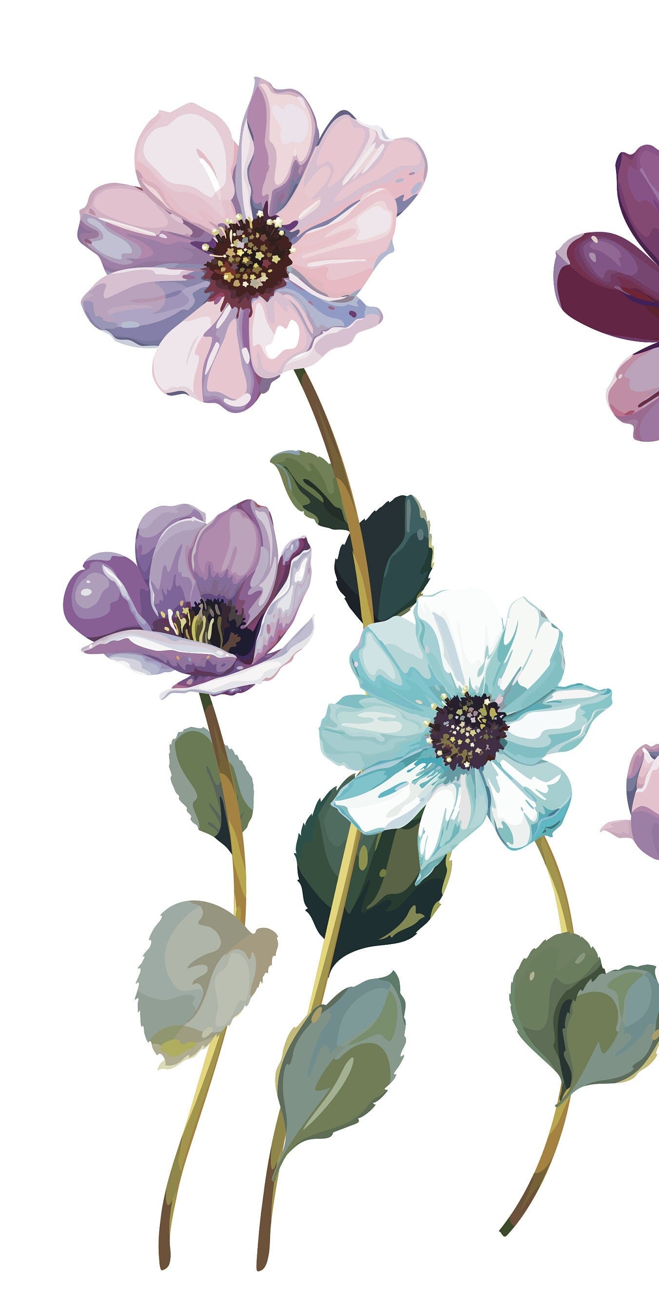Flowers Watercolor - Decoupage Paper for Furniture - Floral Craft Paper - Tissue Paper - Rice Paper Decoupage - Windflower