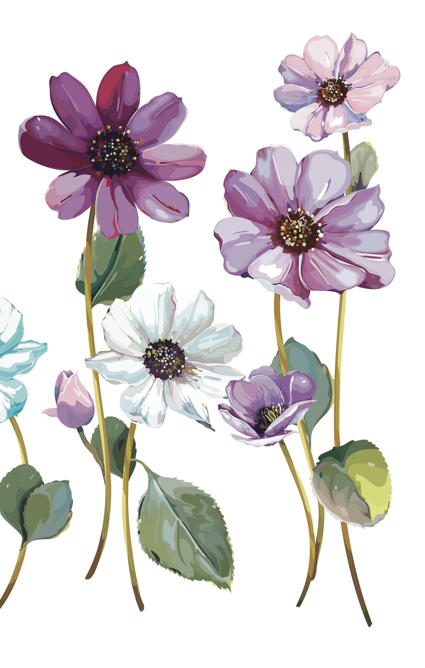 Flowers Watercolor - Decoupage Paper for Furniture - Floral Craft Paper - Tissue Paper - Rice Paper Decoupage - Windflower