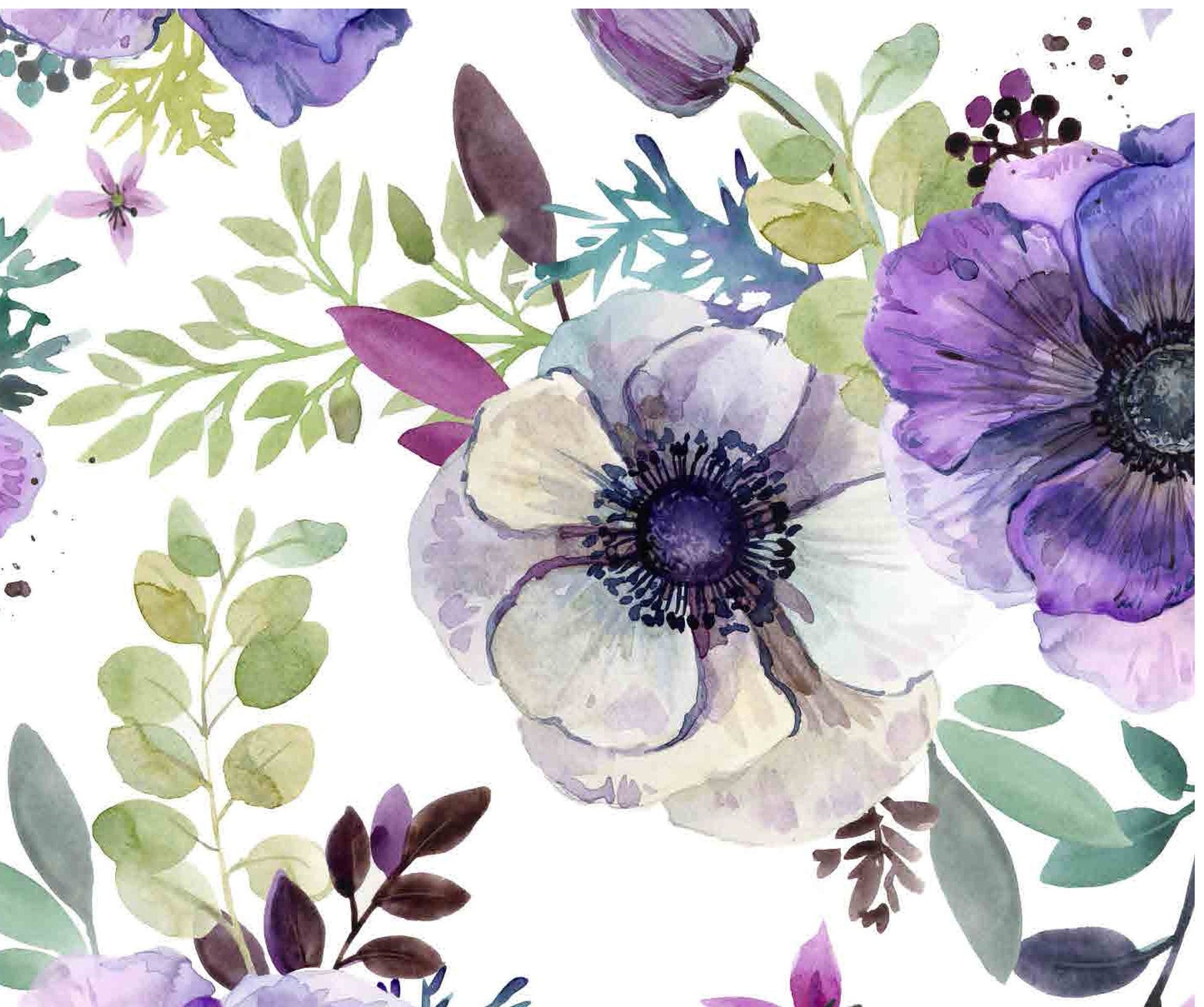 Flowers Watercolor - Decoupage Paper for Furniture - Floral Craft Paper - Tissue Paper - Rice Paper Decoupage - Windflower