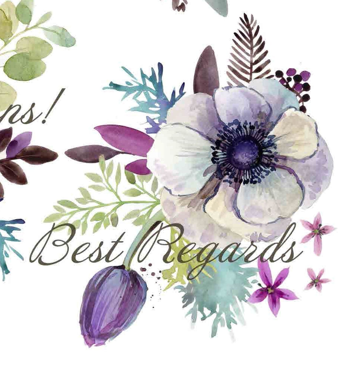 Thank You - Best Regards - Watercolor Flowers - Decoupage Paper for Furniture - Floral Craft Paper - Tissue Paper - Rice Paper Decoupage