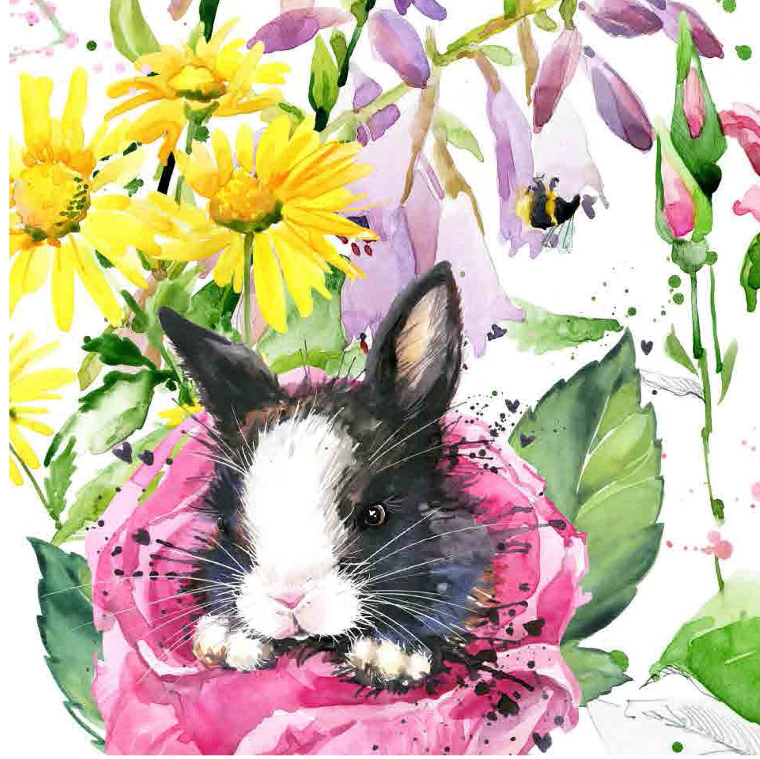 Bunny - Floral Decoupage Paper for Furniture - Floral Craft Paper - Tissue Paper - Rice Paper Decoupage - Rabbit