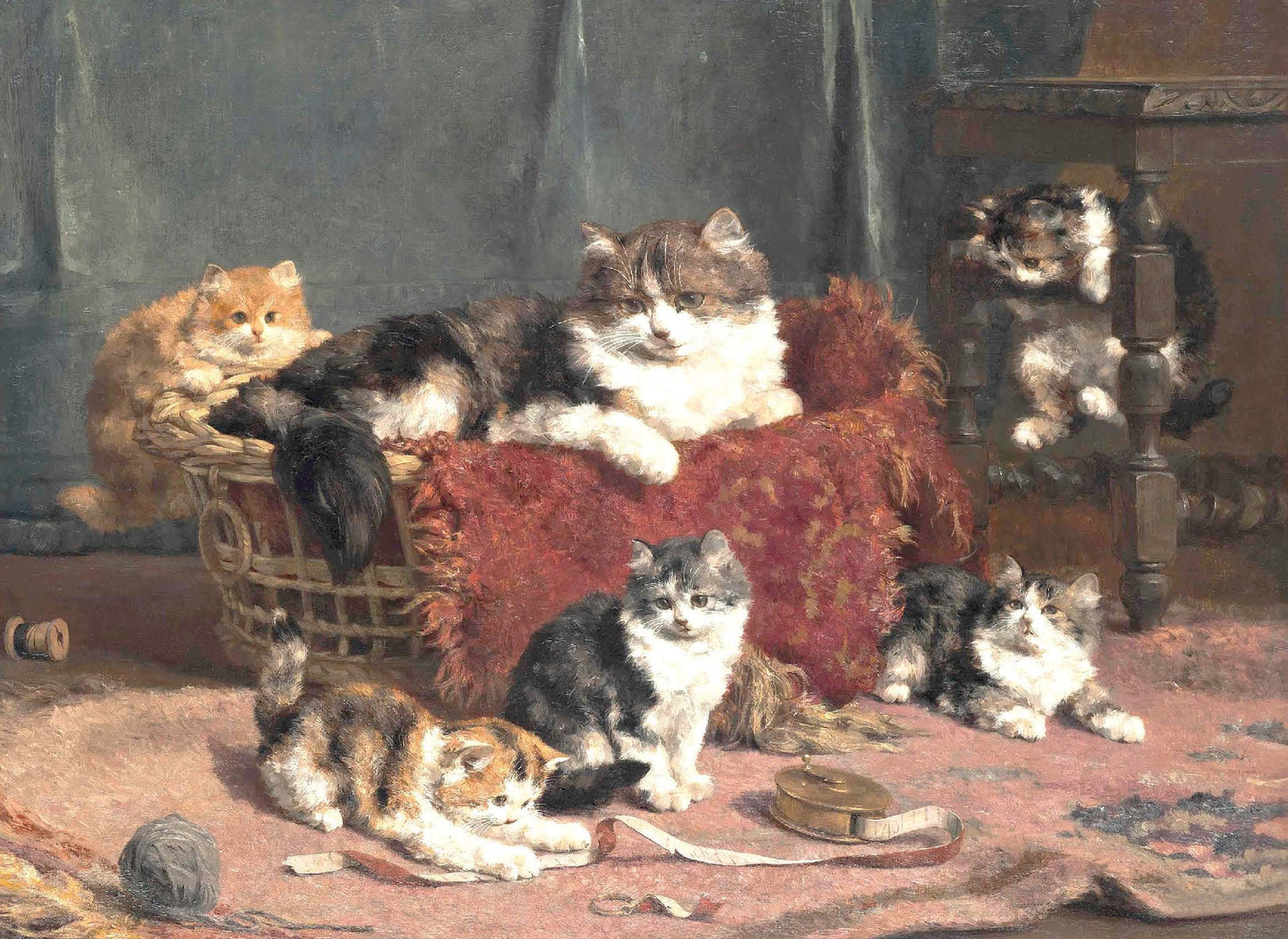 Mother Cat and Kittens - Decoupage Paper for Furniture - Rice Paper - High Quality Decoupage [Pet Series]