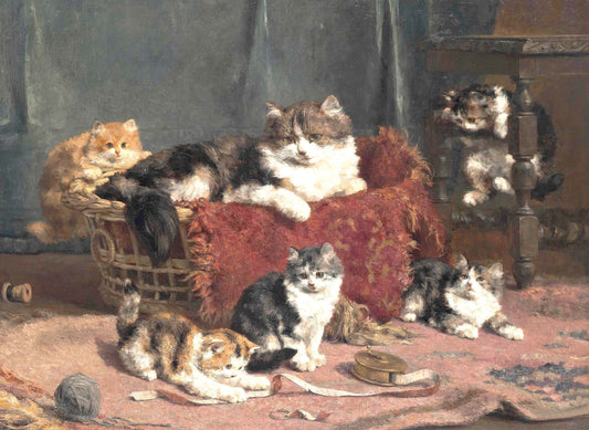 Mother Cat and Kittens - Decoupage Paper for Furniture - Rice Paper - High Quality Decoupage [Pet Series]
