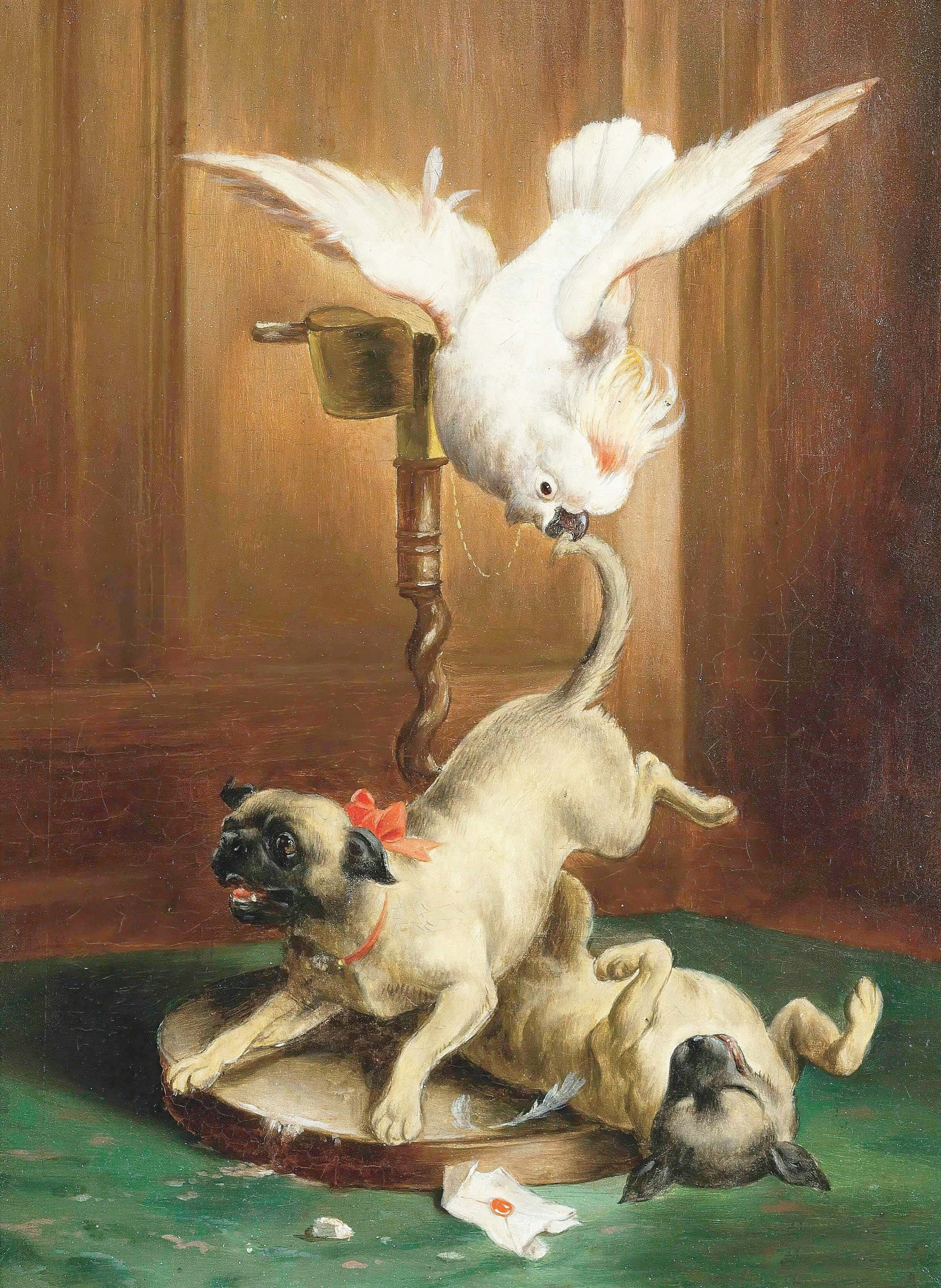 Parrot and Puppies - Decoupage Paper for Furniture - Rice Paper - High Quality Decoupage [Pet Series]