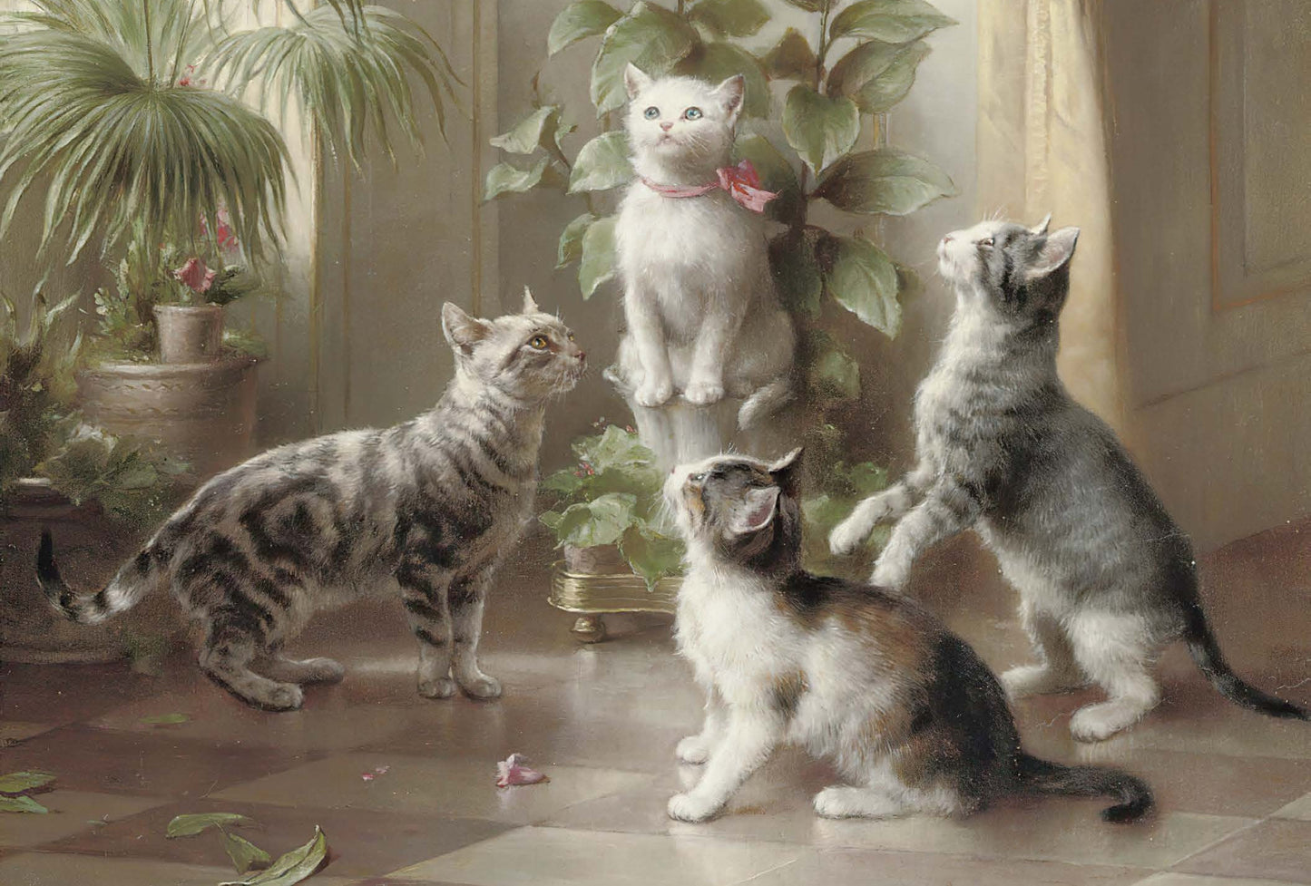 Kittens and Parrot - Decoupage Paper for Furniture - Rice Paper [Pet Series]