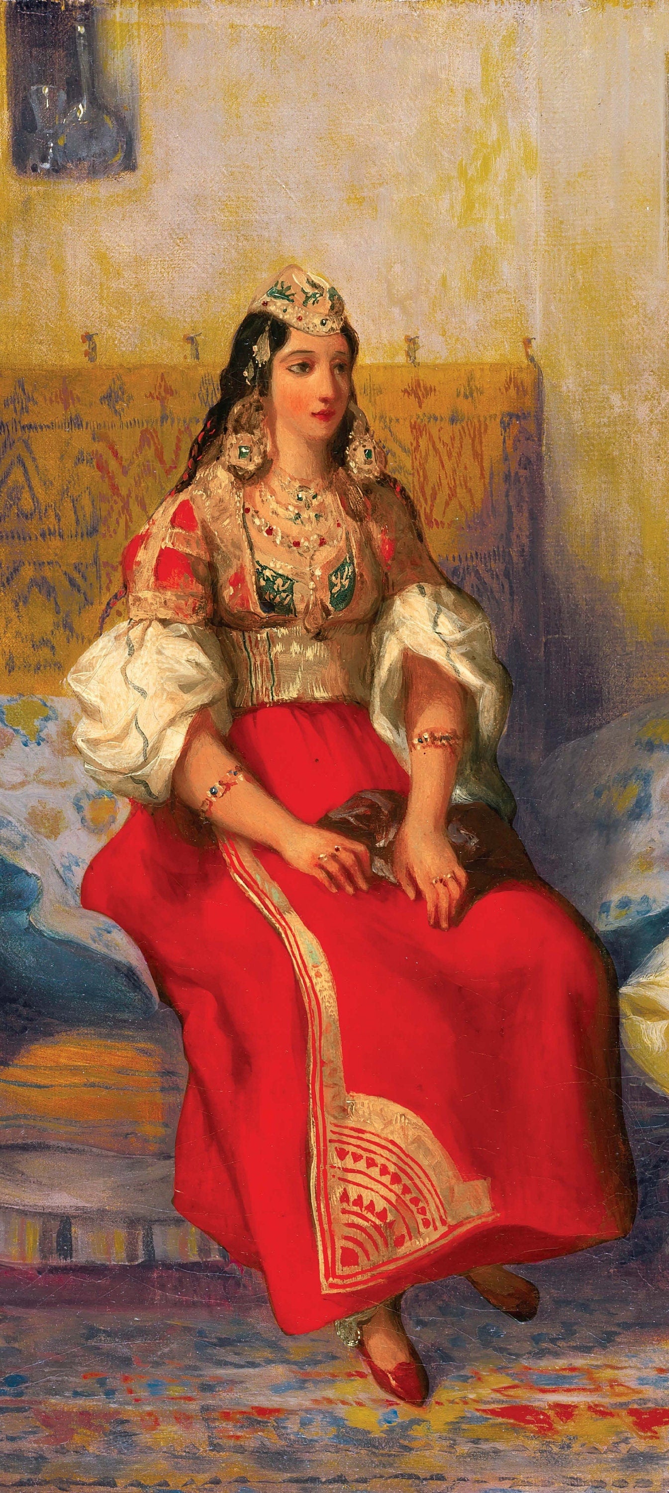 Beautiful Woman in Red Dress from East - Decoupage Paper for Furniture - Tissue Paper - Vintage Decoupage [Oriental Series]