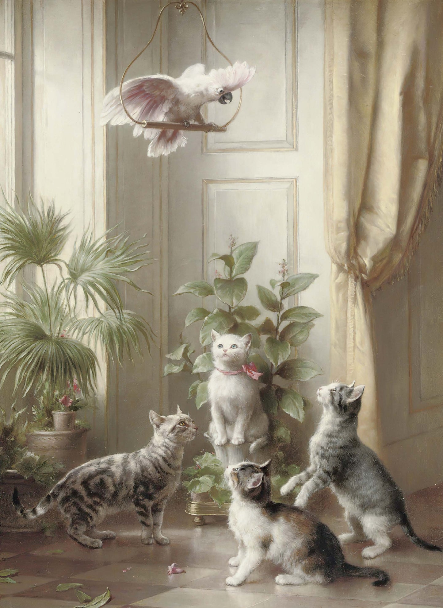 Kittens and Parrot - Decoupage Paper for Furniture - Rice Paper [Pet Series]
