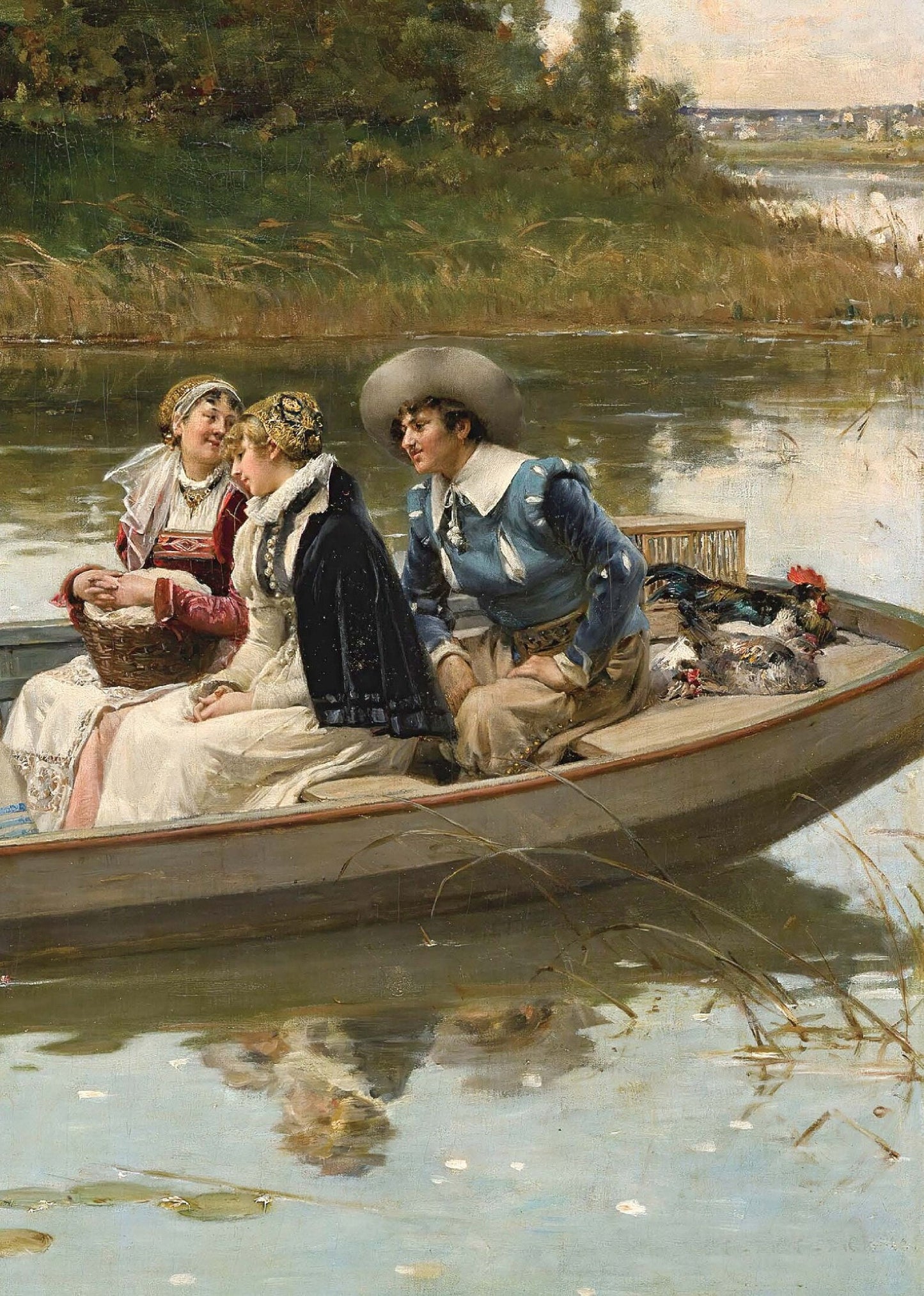 Boating on the River - Victorian Era - Decoupage Paper for Furniture - Vintage Decoupage - Rice Paper for Craft [European Life Series]