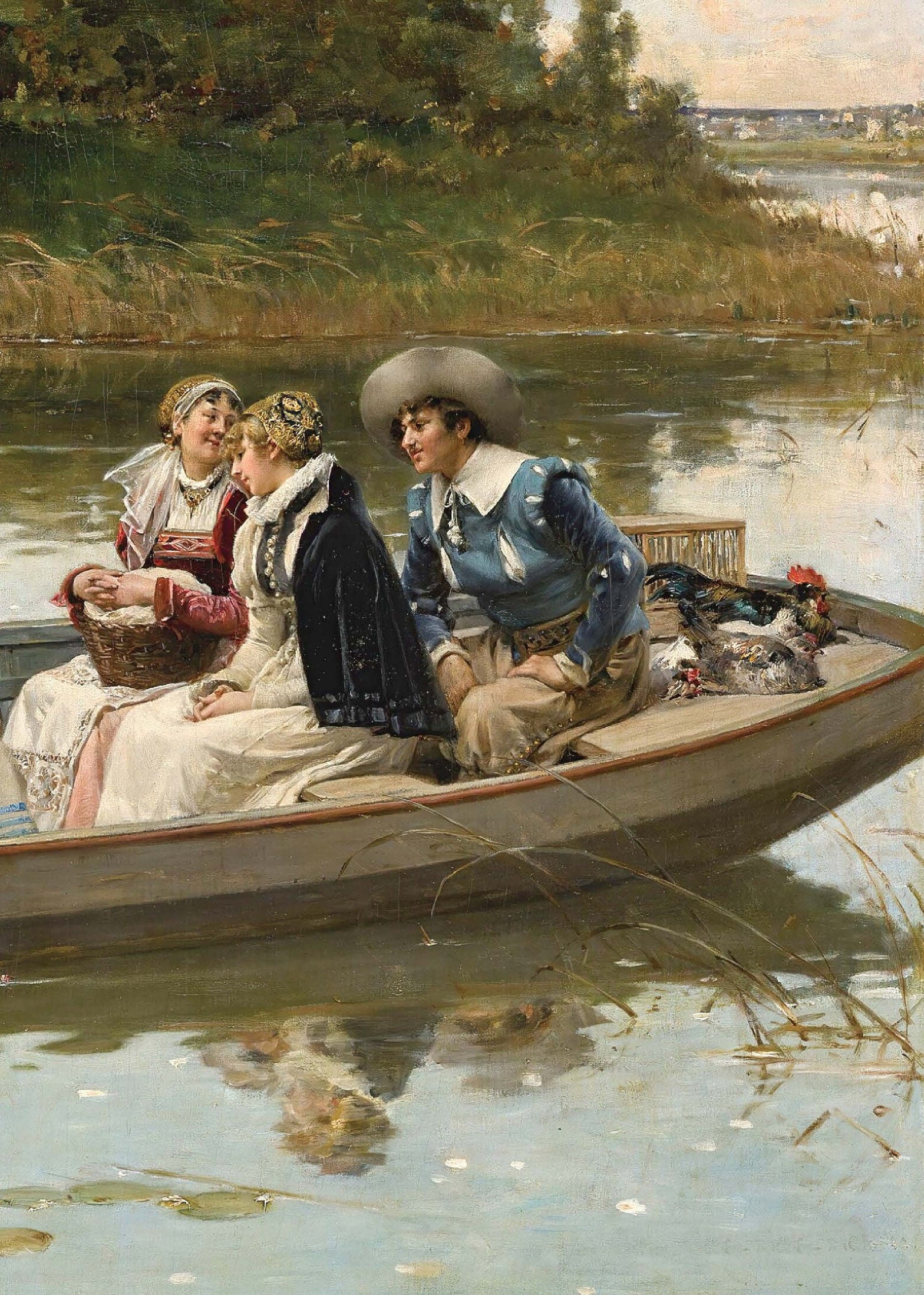 Boating on the River - Victorian Era - Decoupage Paper for Furniture - Vintage Decoupage - Rice Paper for Craft [European Life Series]