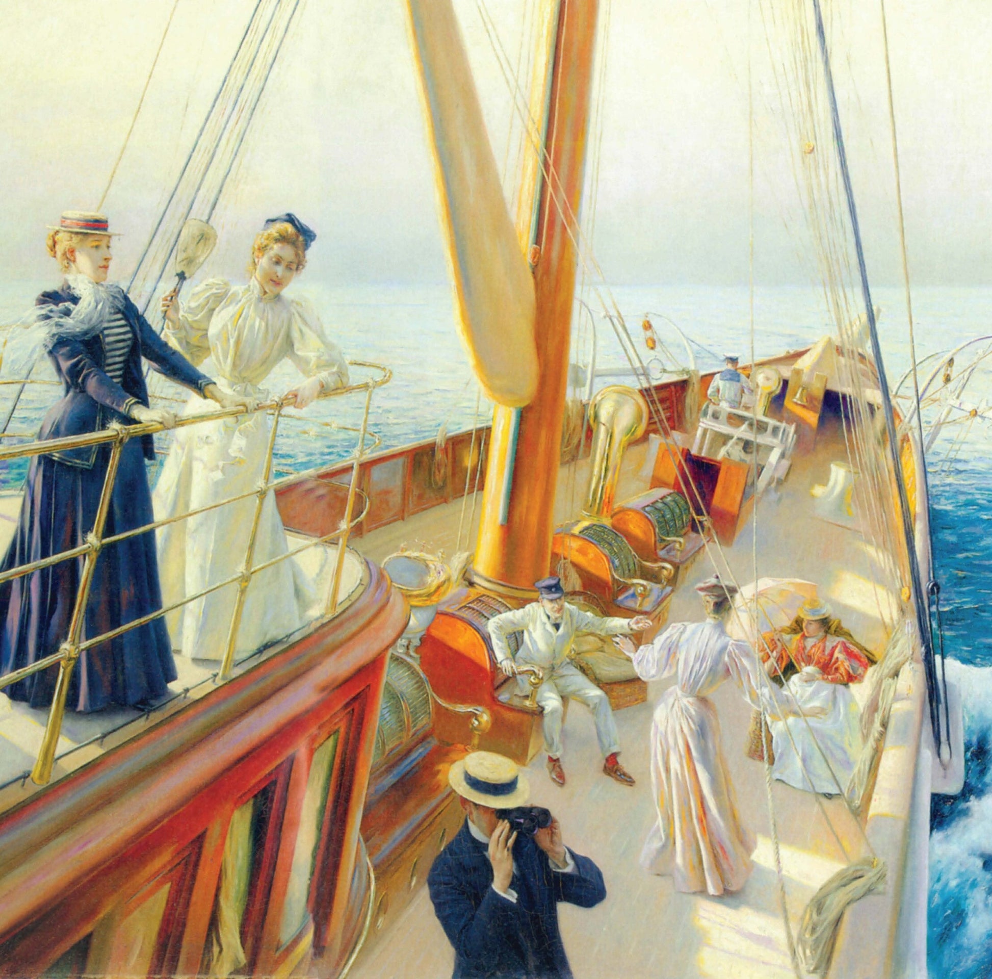 Boat Ride with Ladies - Sea - Decoupage Paper for Furniture - Vintage Decoupage - Antique [European Life Series]