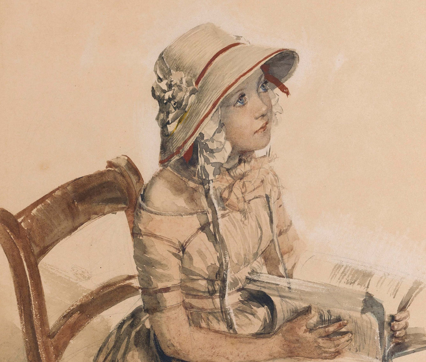 Little Girl with Book - Large Decoupage Paper for Furniture - Vintage Decoupage - Rice Paper