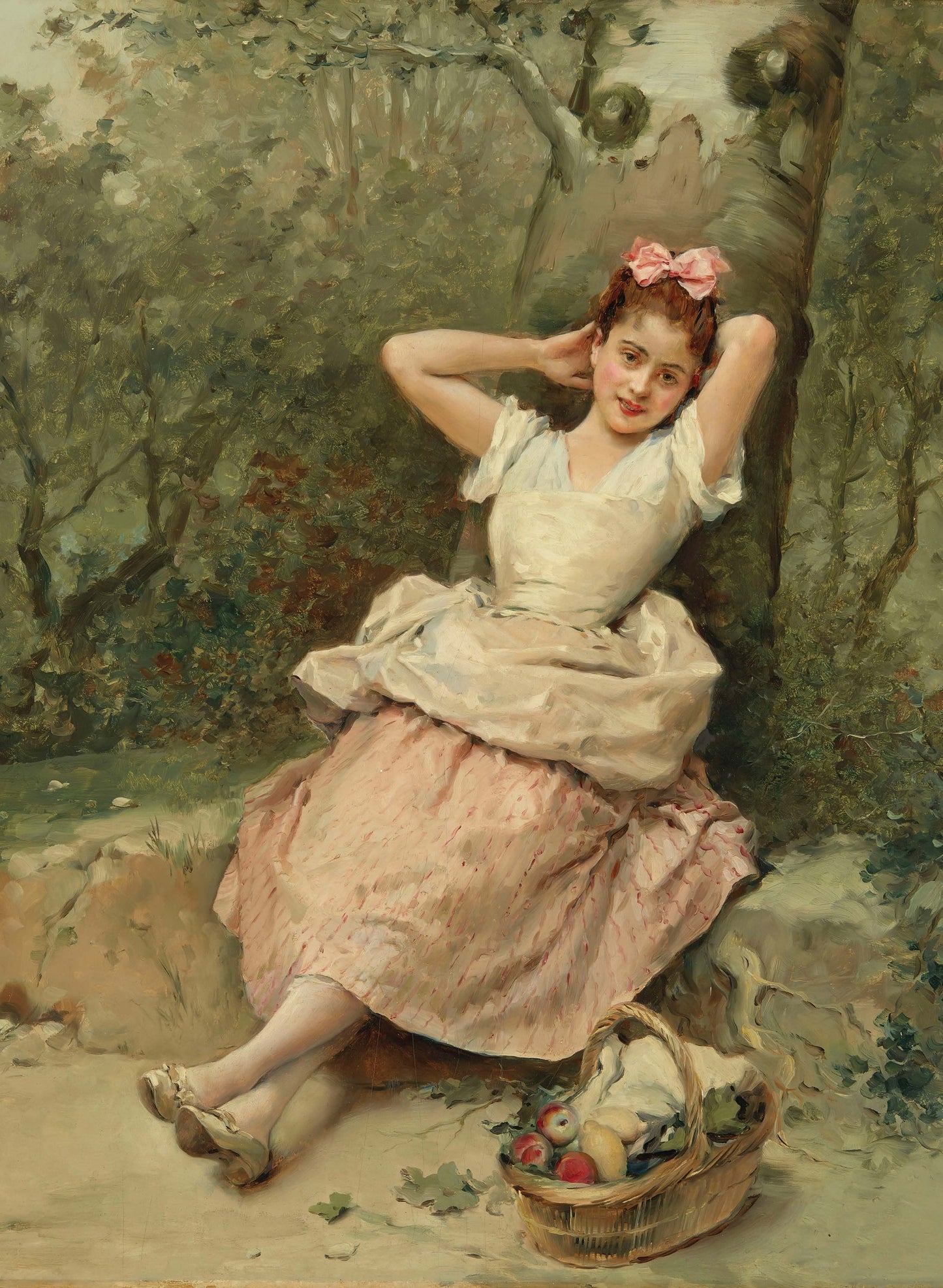 Little Girl with Basket - Large Decoupage Paper for Furniture - Vintage Decoupage - Rice Paper