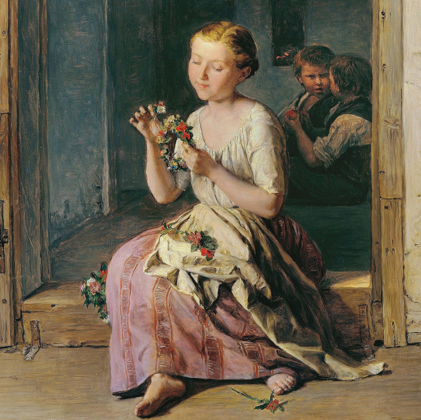 Little Girl with Flowers Decoupage Paper - Vintage Furniture Rice Paper