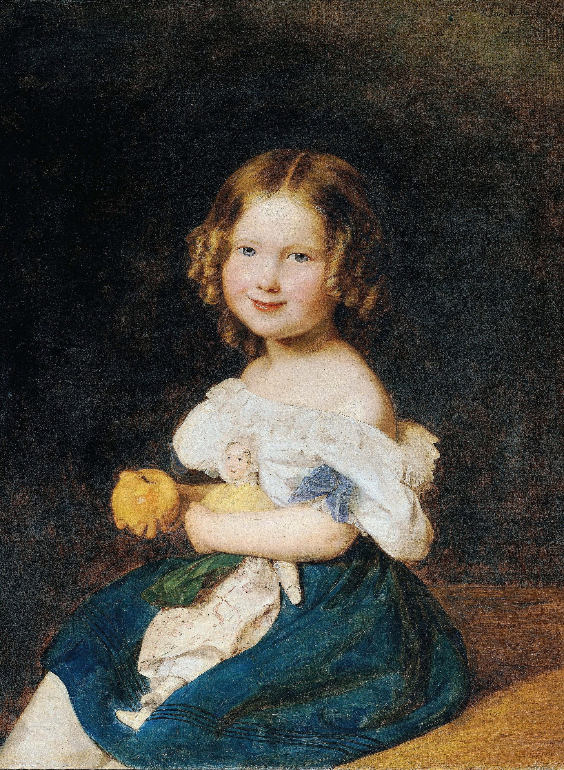 Little Girl with Doll - Large Decoupage Paper for Furniture - Vintage Decoupage - Rice Paper