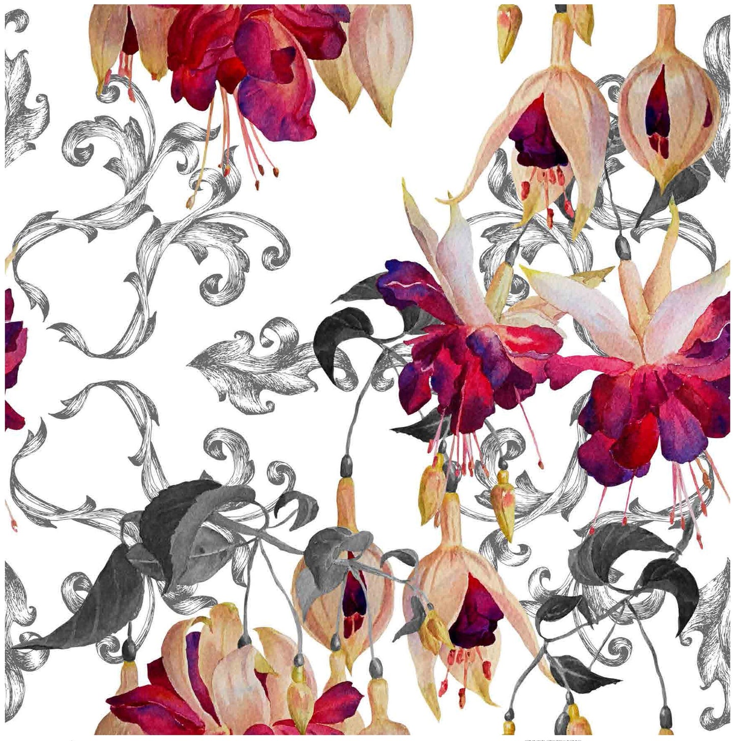 Fuchsia Hybrida - Flowers - Floral Decoupage - Large Decoupage Paper for Furniture - Rice Paper for Decoupage