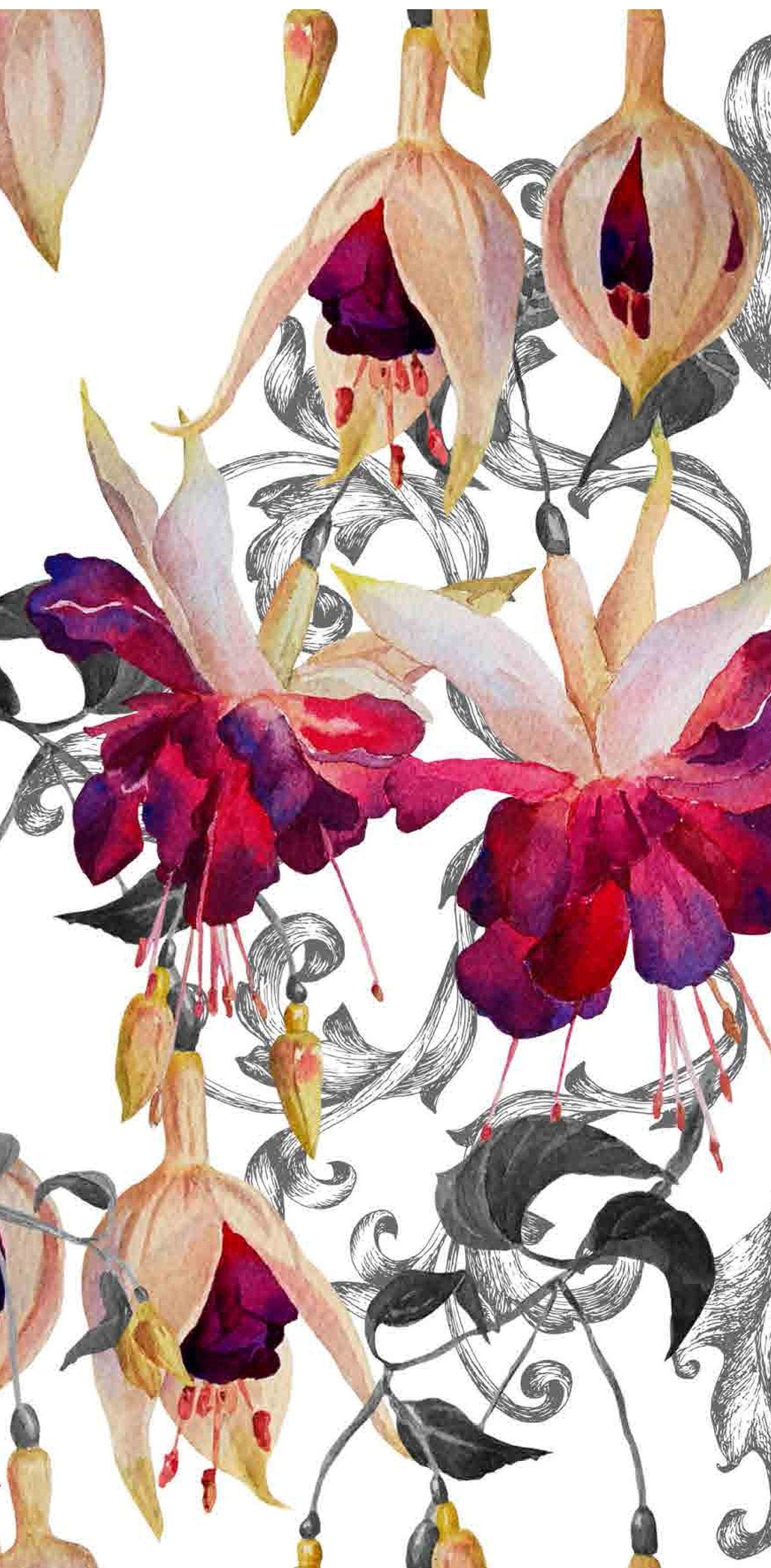 Fuchsia Hybrida - Flowers - Floral Decoupage - Large Decoupage Paper for Furniture - Rice Paper for Decoupage