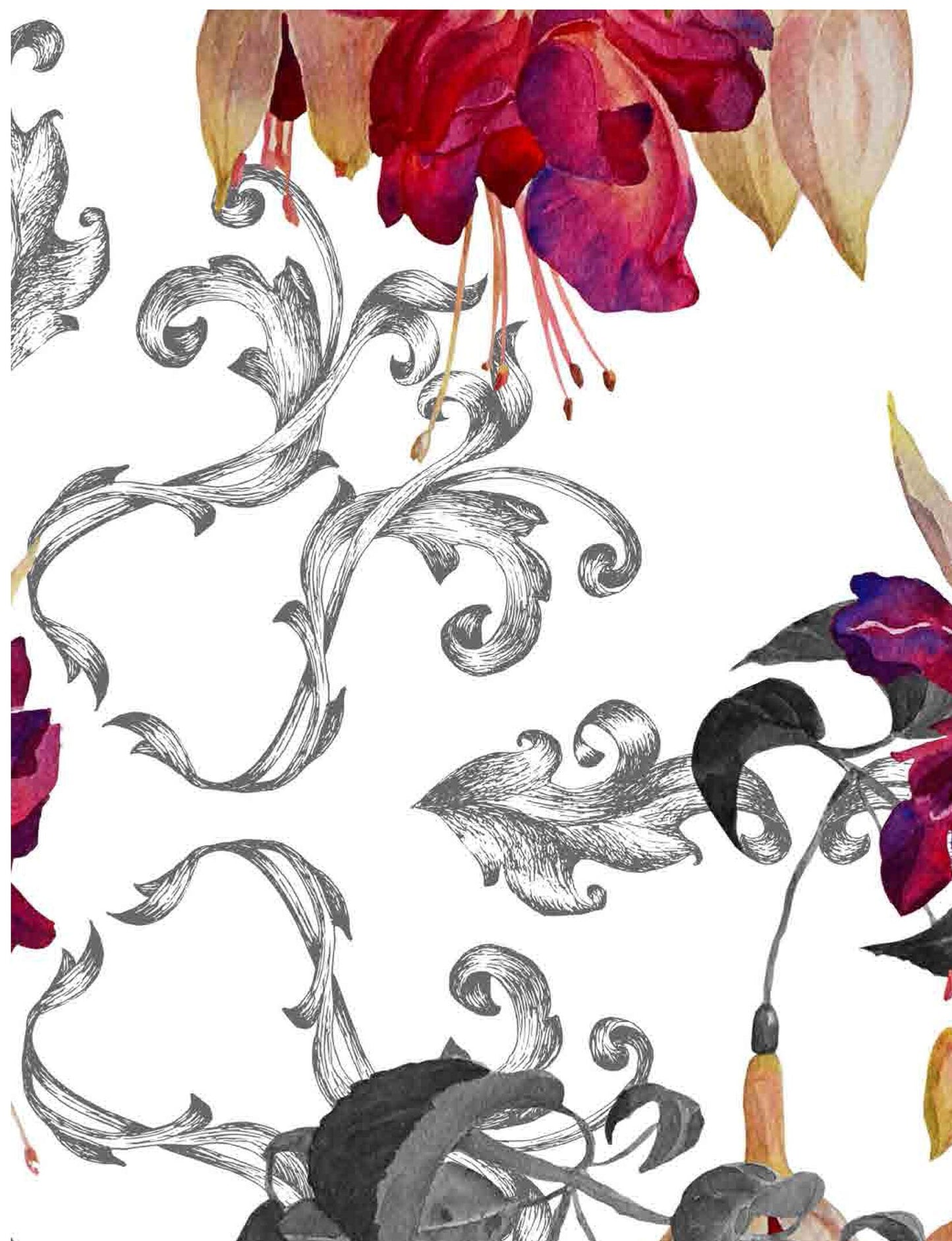 Fuchsia Hybrida - Flowers - Floral Decoupage - Large Decoupage Paper for Furniture - Rice Paper for Decoupage