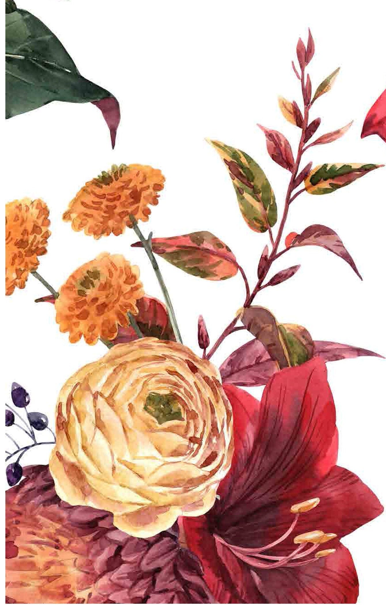 Red Lily - Roses - Flowers - Floral Decoupage - Large Decoupage Paper for Furniture - Rice Paper for Decoupage