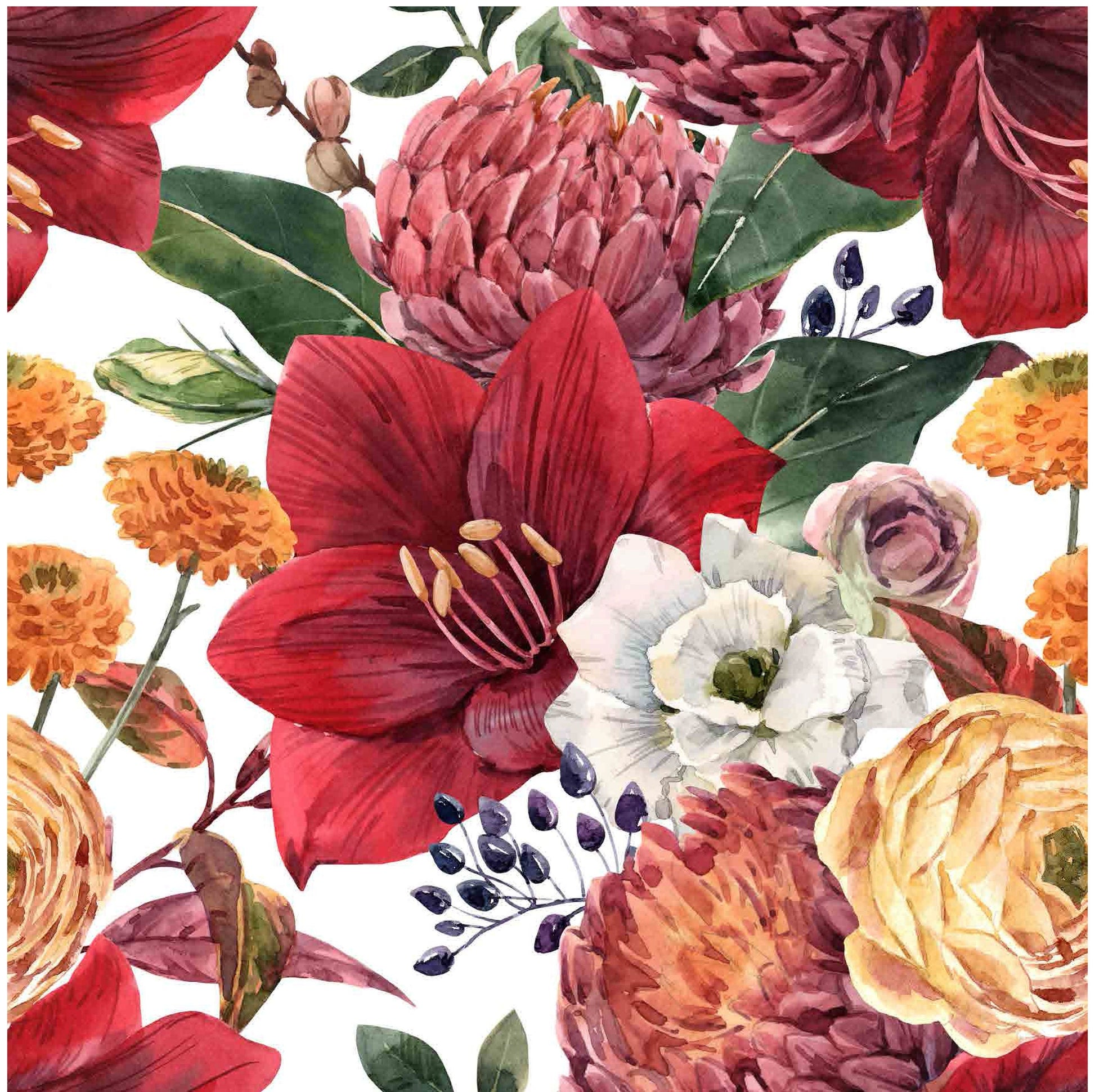Red Lily - Roses - Flowers - Floral Decoupage - Large Decoupage Paper for Furniture - Rice Paper for Decoupage
