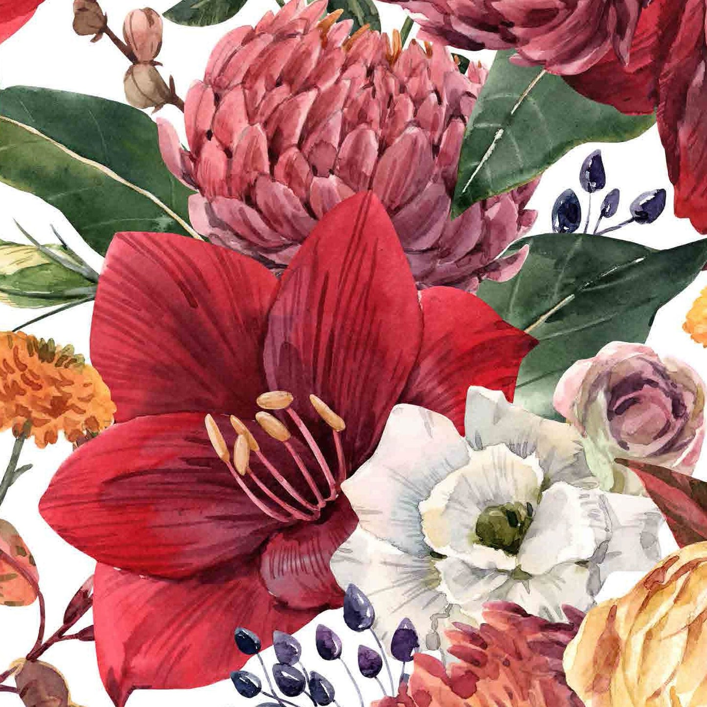 Red Lily - Roses - Flowers - Floral Decoupage - Large Decoupage Paper for Furniture - Rice Paper for Decoupage