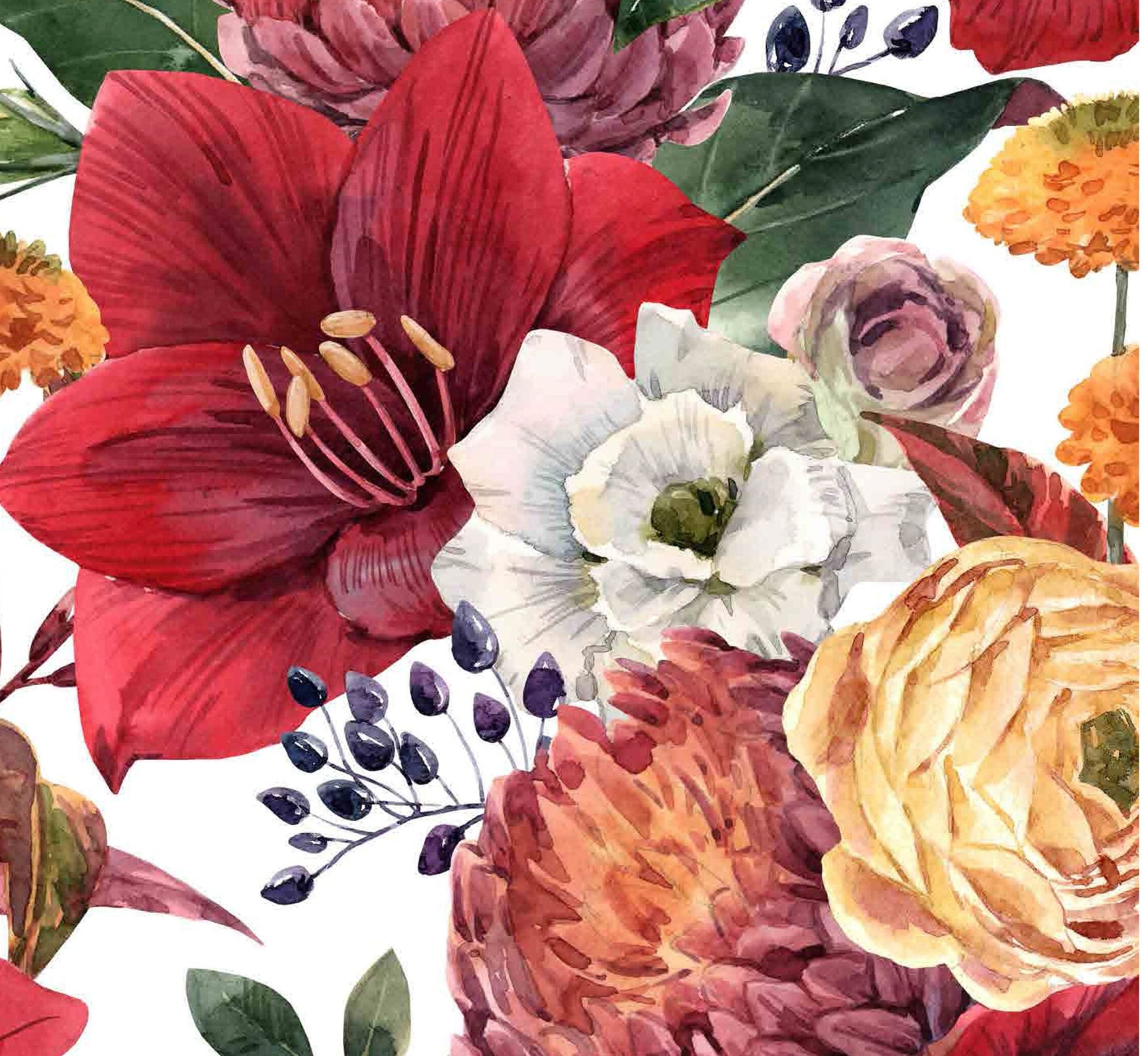 Red Lily - Roses - Flowers - Floral Decoupage - Large Decoupage Paper for Furniture - Rice Paper for Decoupage