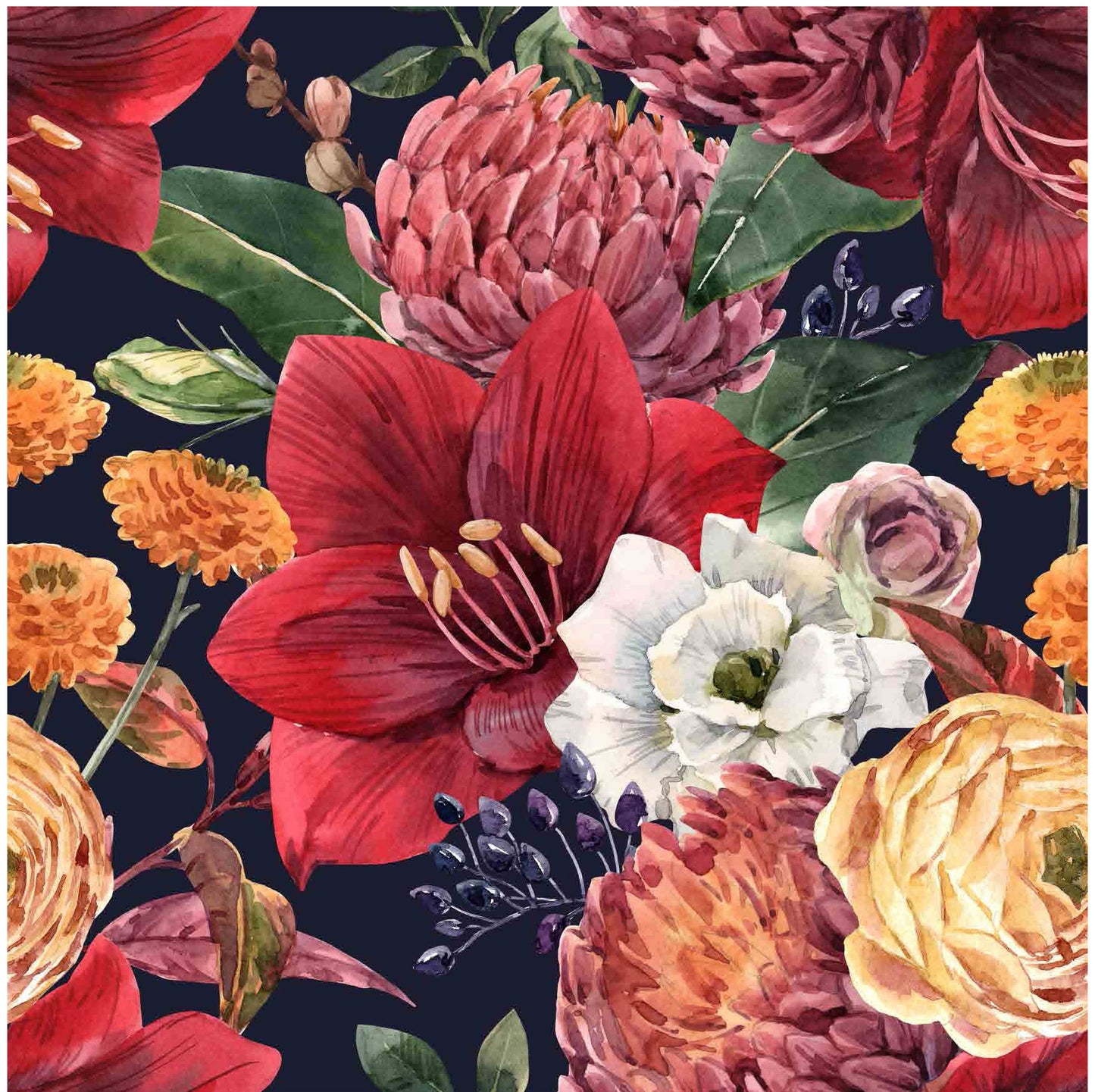 Red Lily - Roses - Flowers - Floral Decoupage - Large Decoupage Paper for Furniture - Black Background