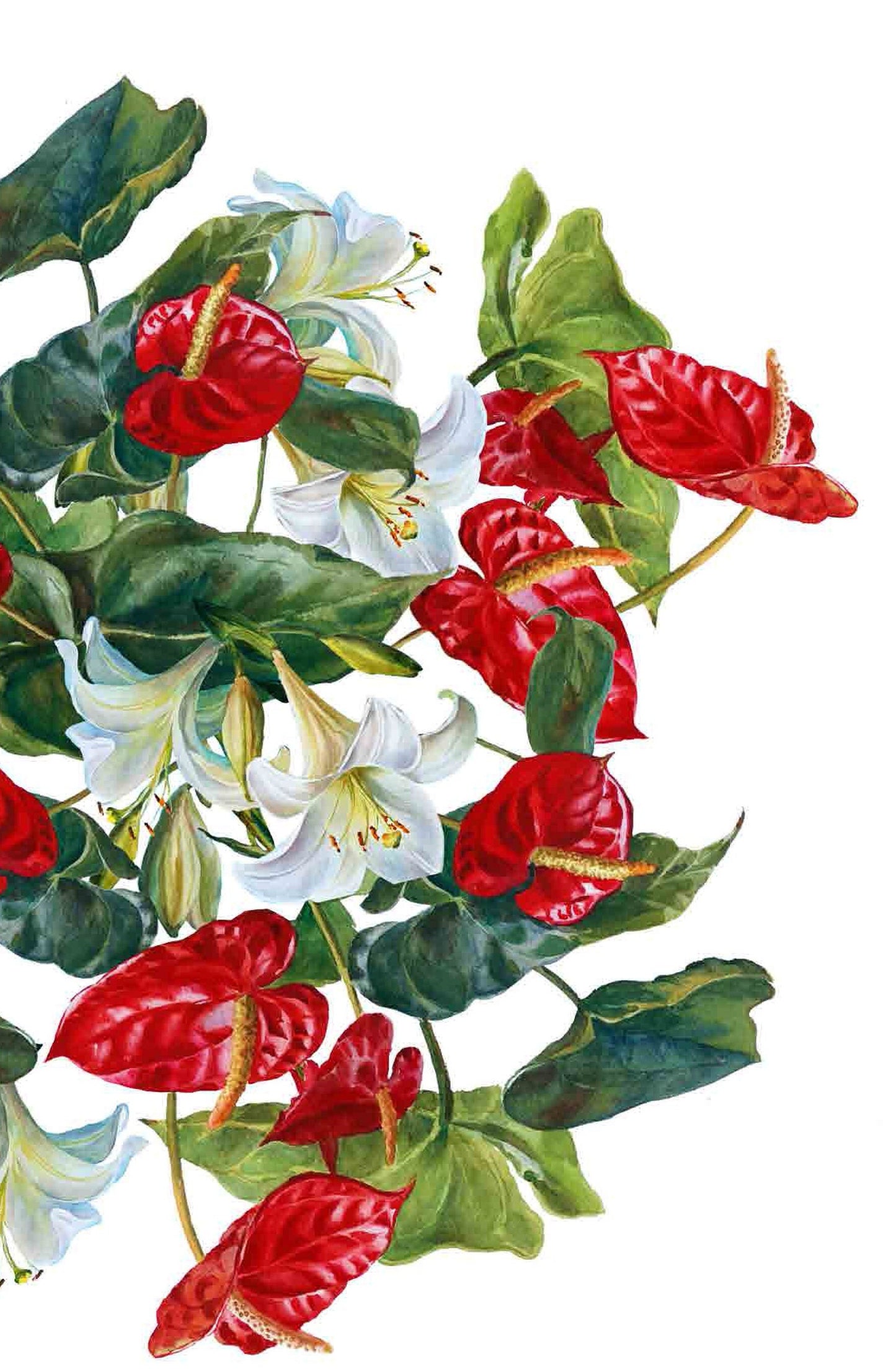 Red Flowers - Floral Decoupage - Large Decoupage Paper for Furniture - Rice Paper