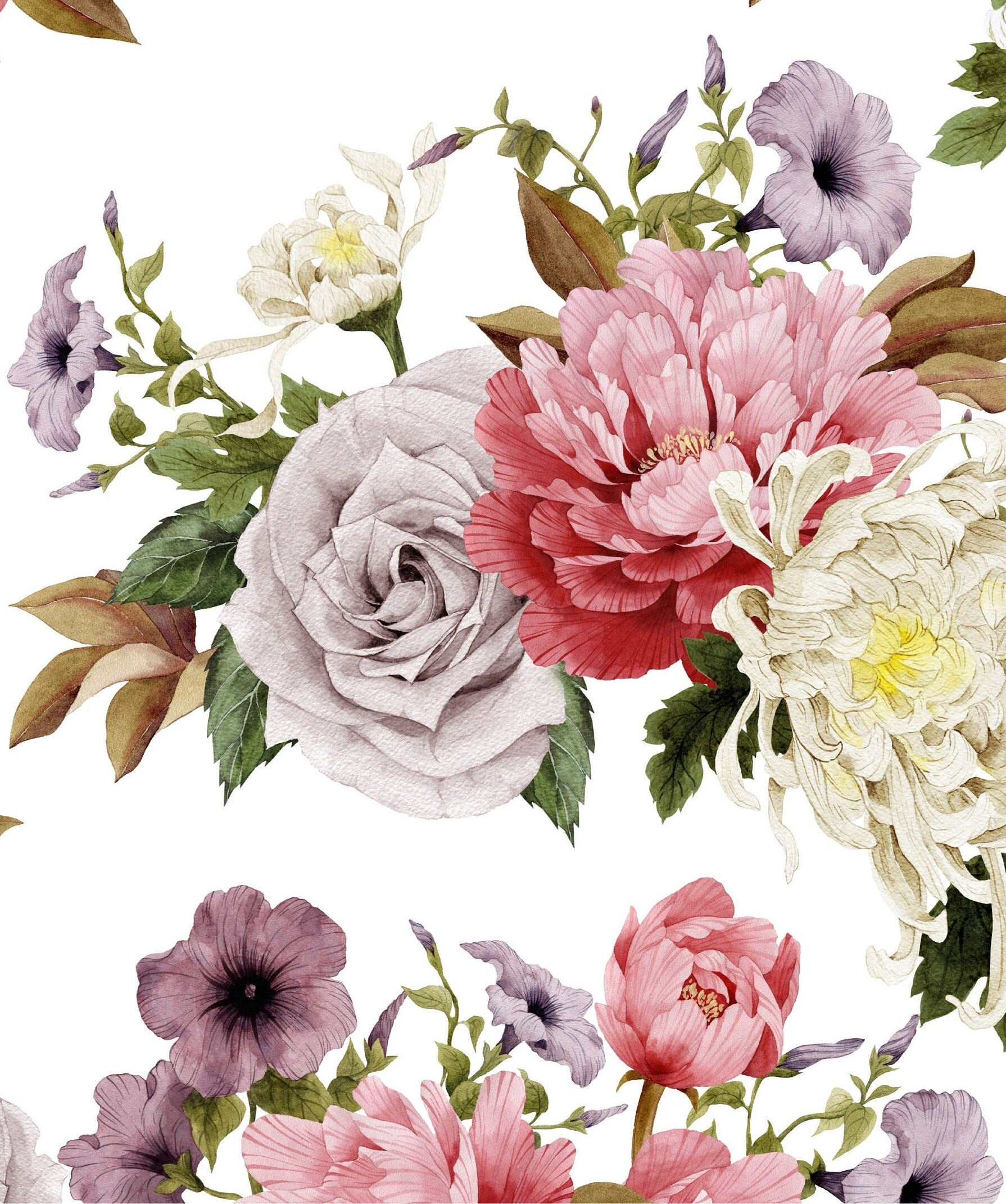 Floral Roses Decoupage Paper - Spring Craft, Furniture Art
